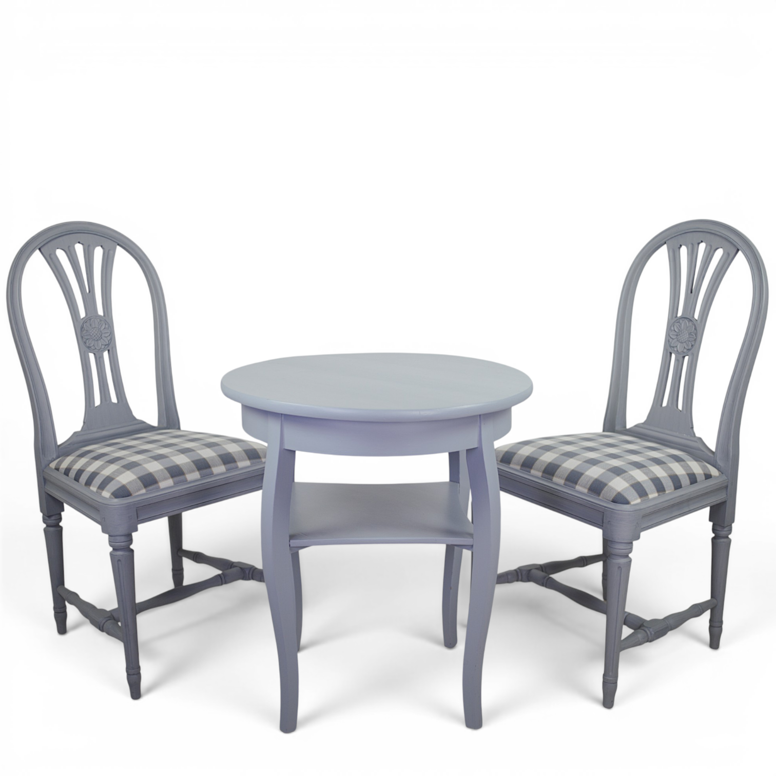 STOLAR och BORD, 3 delar, gustaviansk stil, tygklädd sits, 1900-tal.