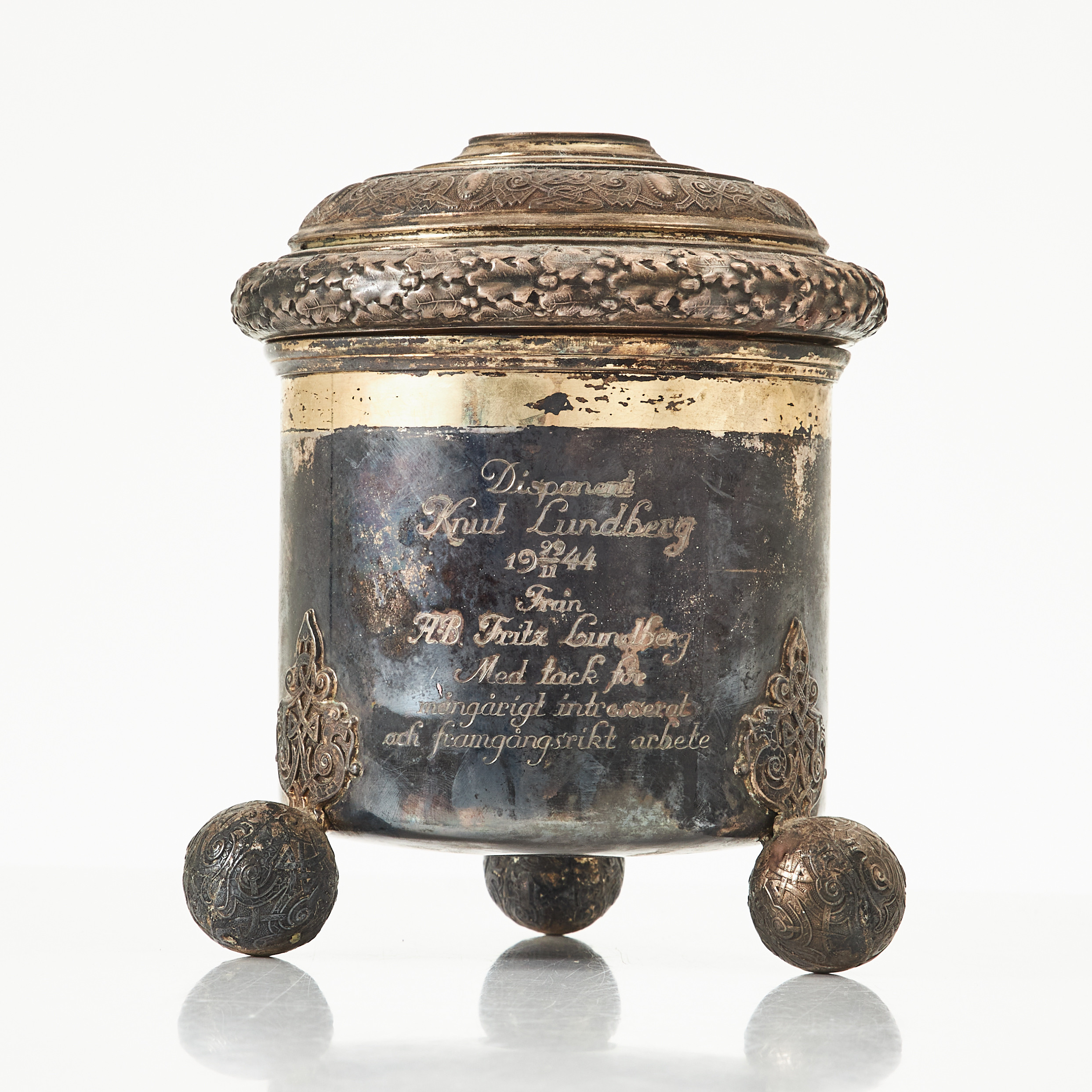 STOP, silver, GAB, Stockholm sannolikt 1944, barockstil, invändigt förgyllt.