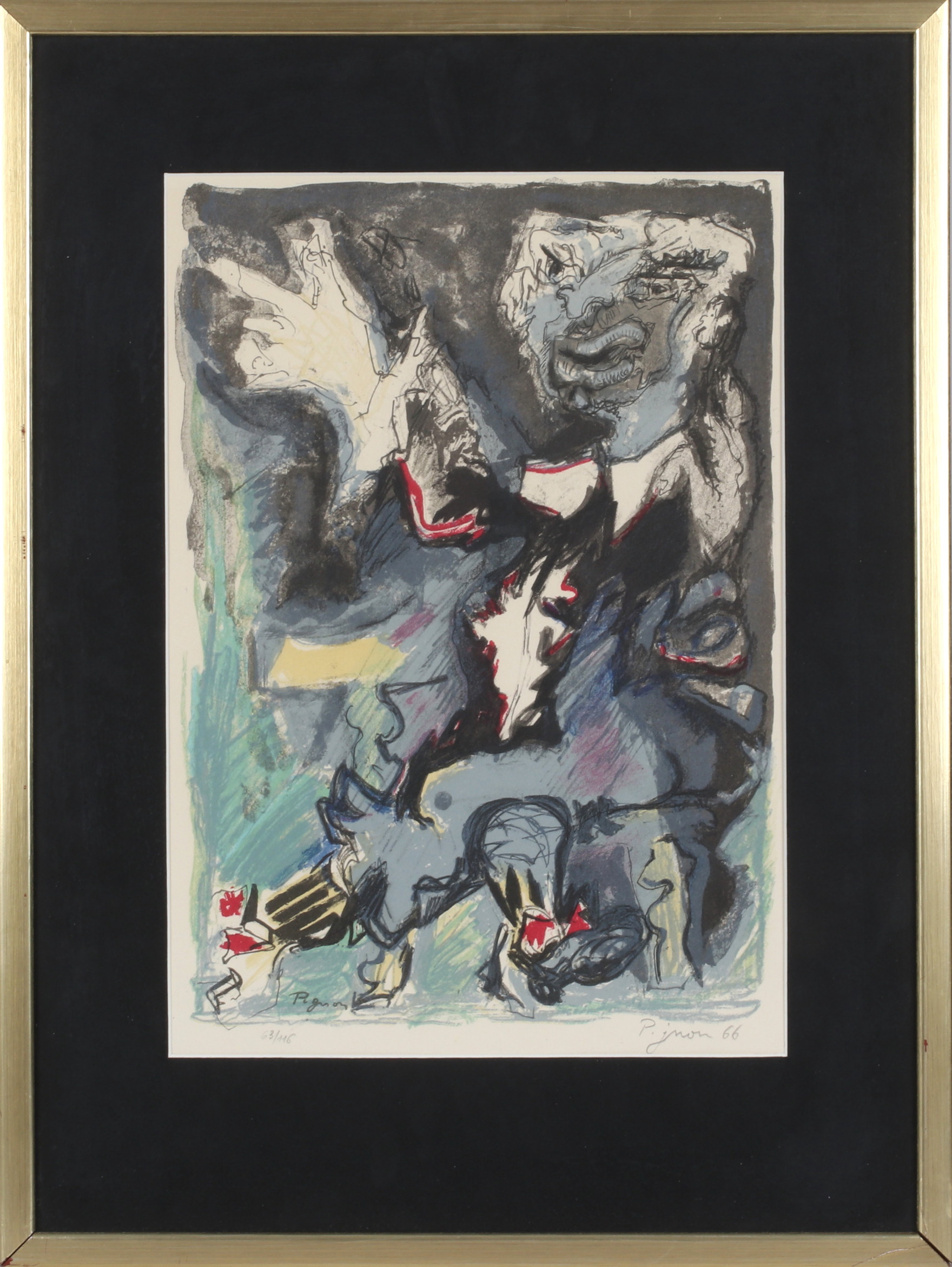 EDOUARD PIGNON. Figurkomposition, litografi, signerad och numrerad 63/116.