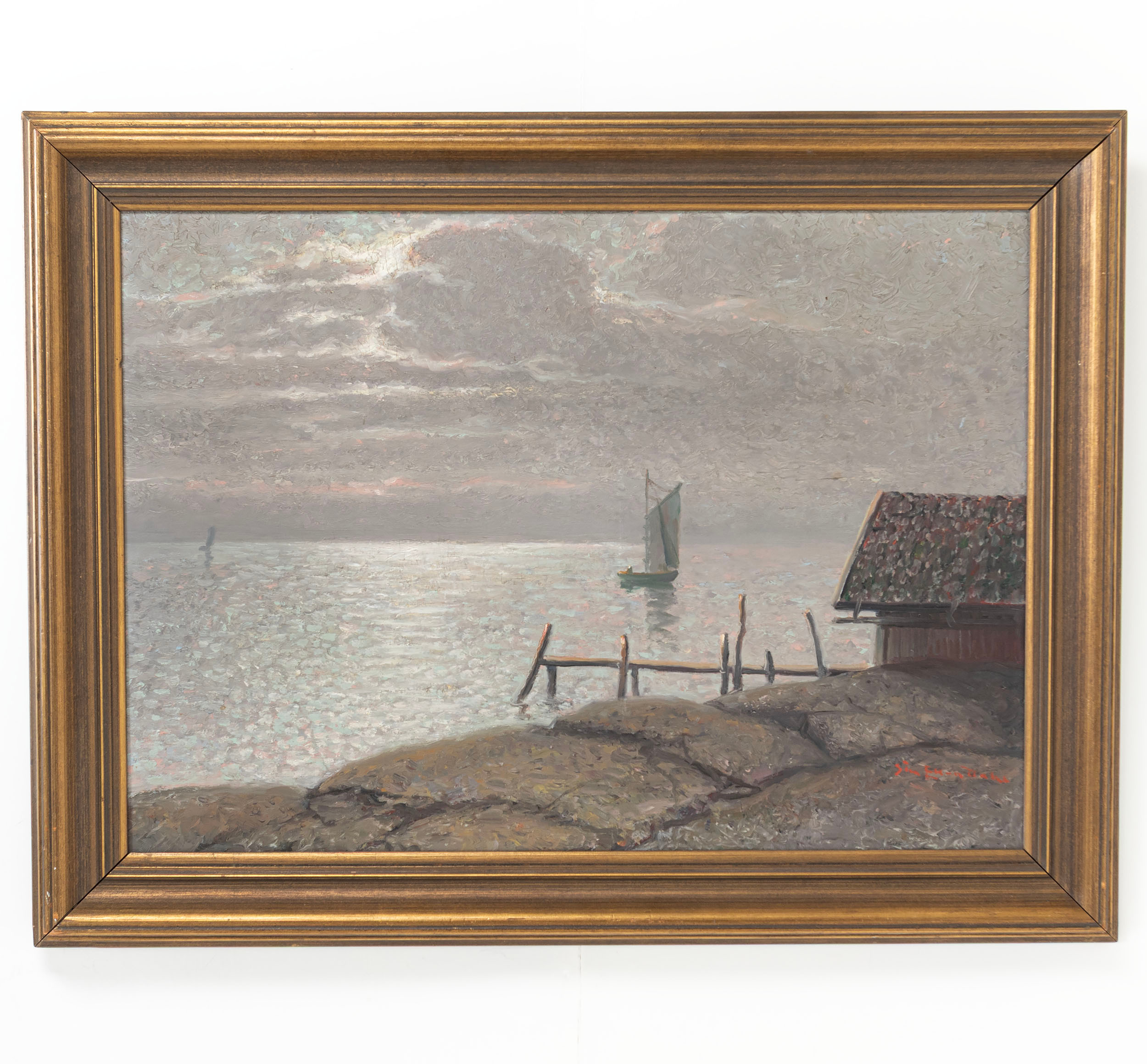 STEN EKENDAHL. Olja på duk, kustmotiv, signerad.