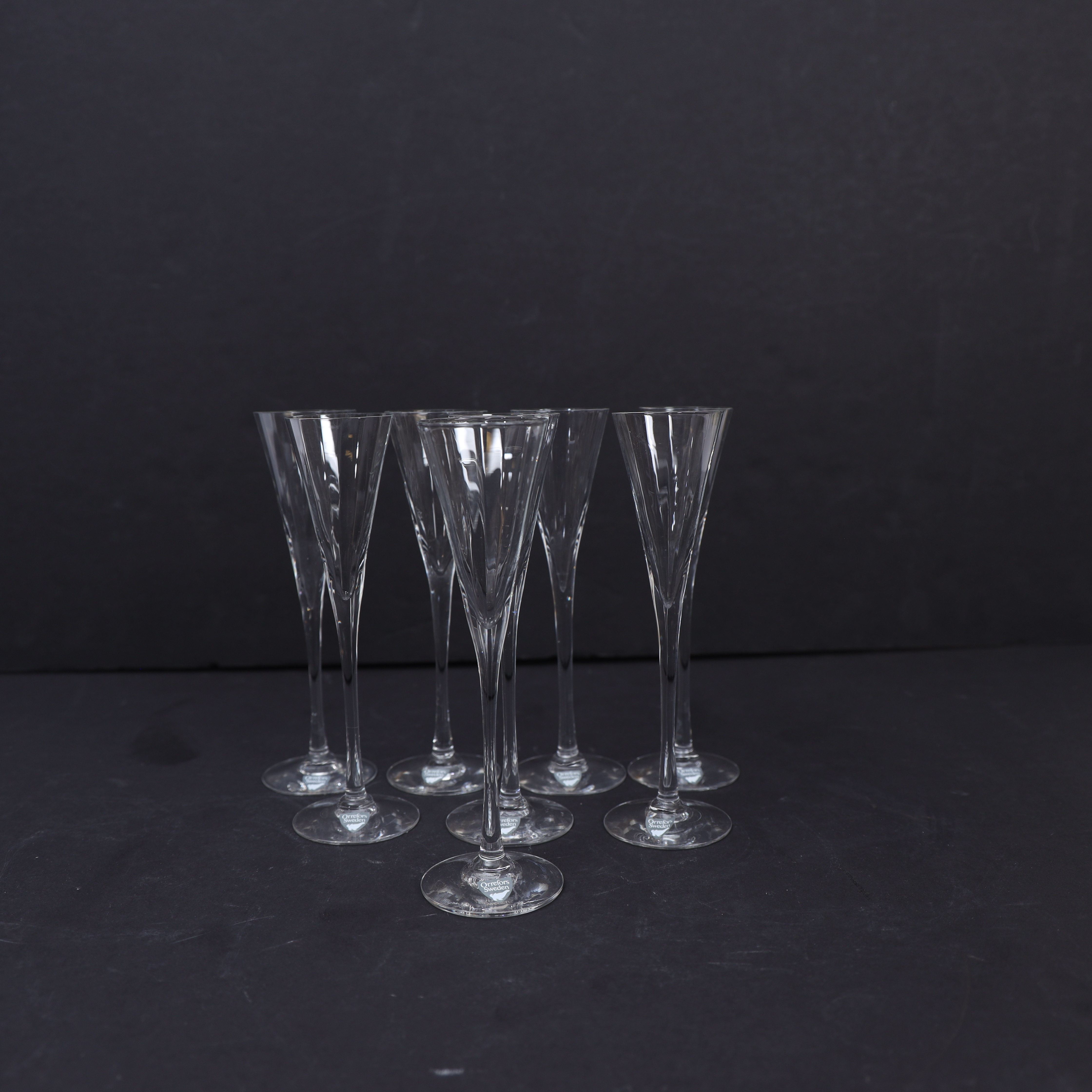 GUNNAR CYRÉN. Snapsglas 8st, "Optica" Orrefors.