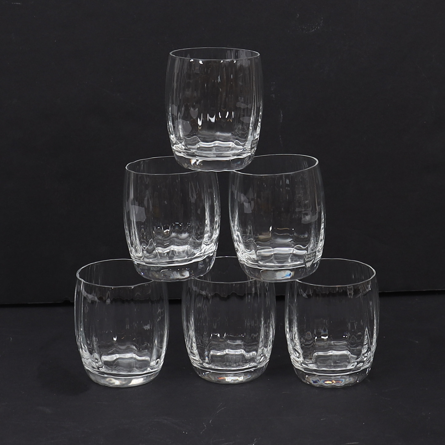 GUNNAR CYRÉN. Selterglas 6st, "Optica" Orrefors.