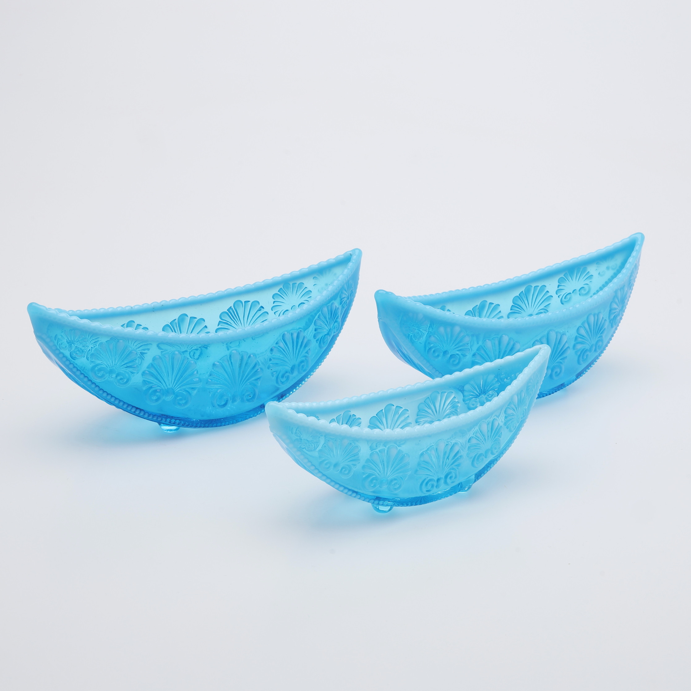 GLASSKÅLAR, TRE STYCKEN, "BLUE PEARLINE", GEORGE DAVIDSON & CO.