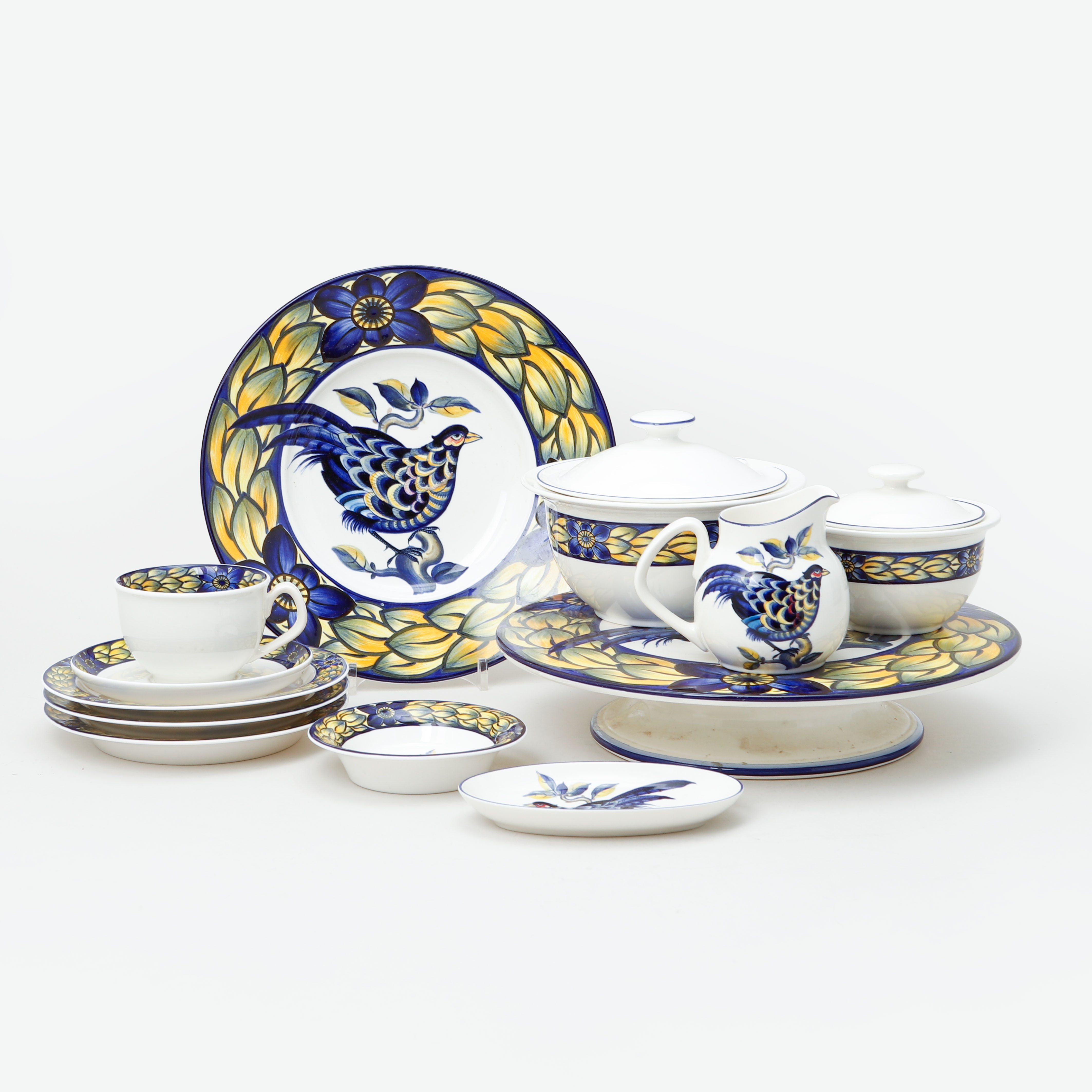 CHRISTIAN JOACHIM. Mat -och kaffeservis "Blue pheasant", 20 delar, porslin, Royal Copenhagen.