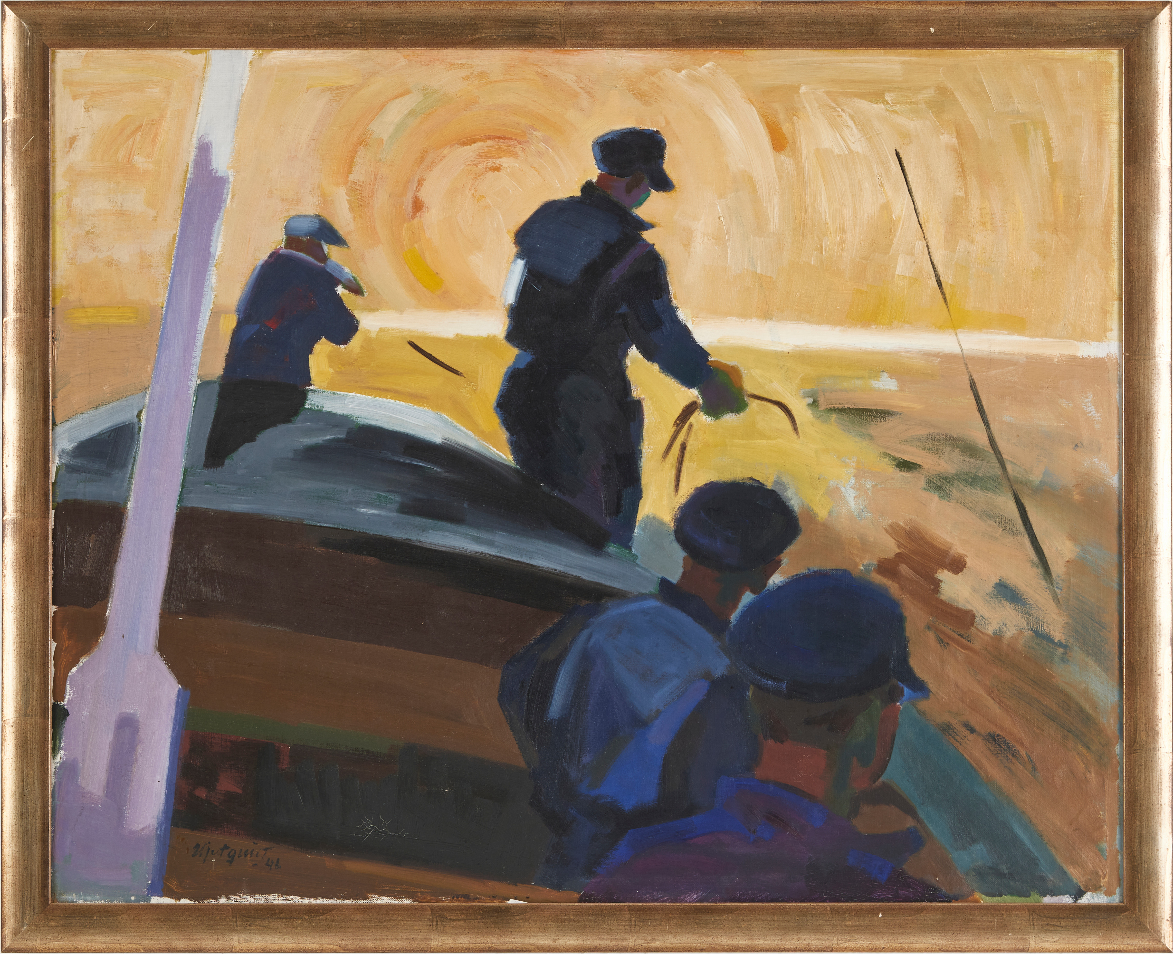 IVAR HJERTQUIST (1907-1983). Morgonfiskare, olja på duk.