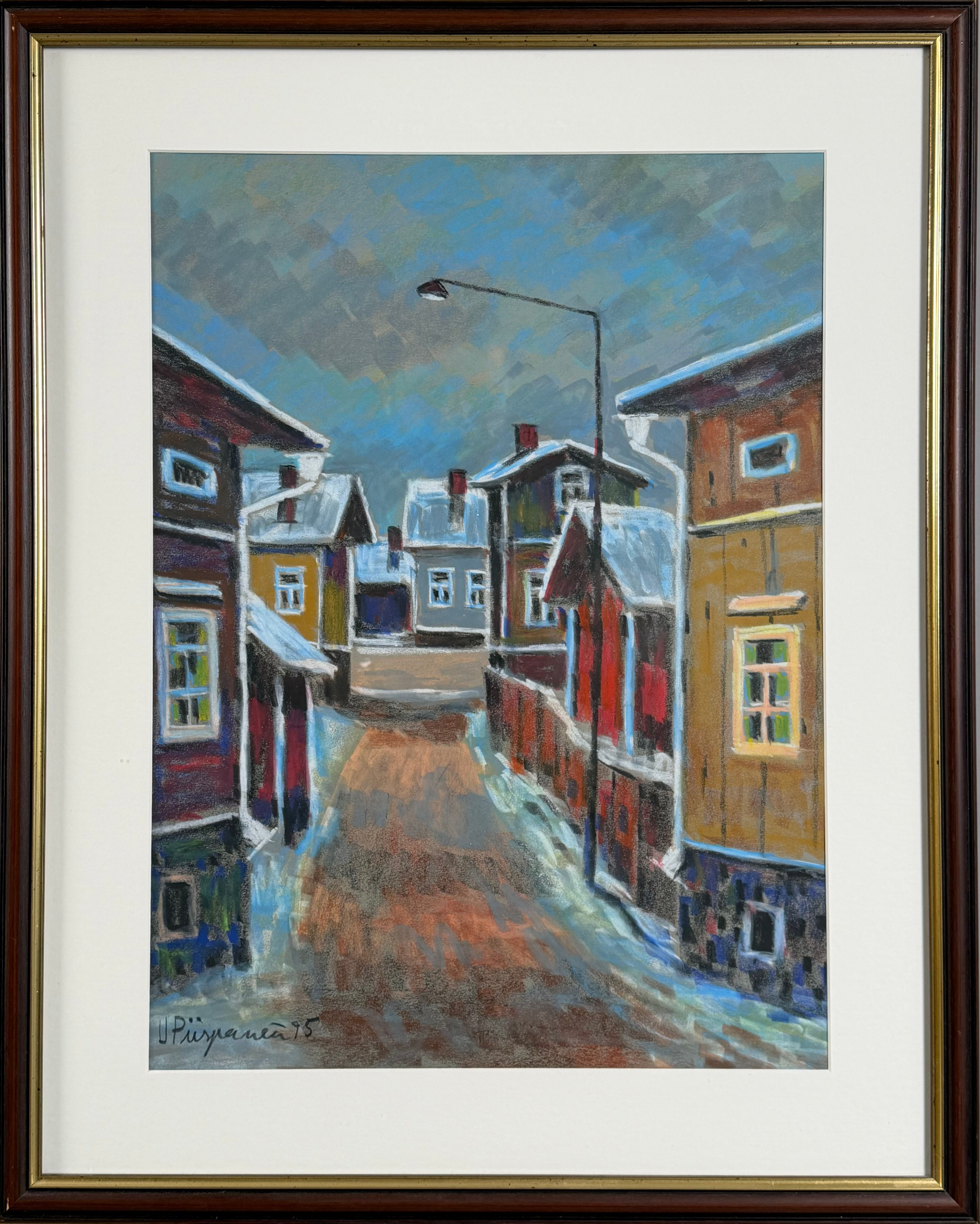 UNTO PIISPANEN (FINLAND, 1928–2020). Stadsvy, pastell på papper, signerad och daterad U Piispanen -95.