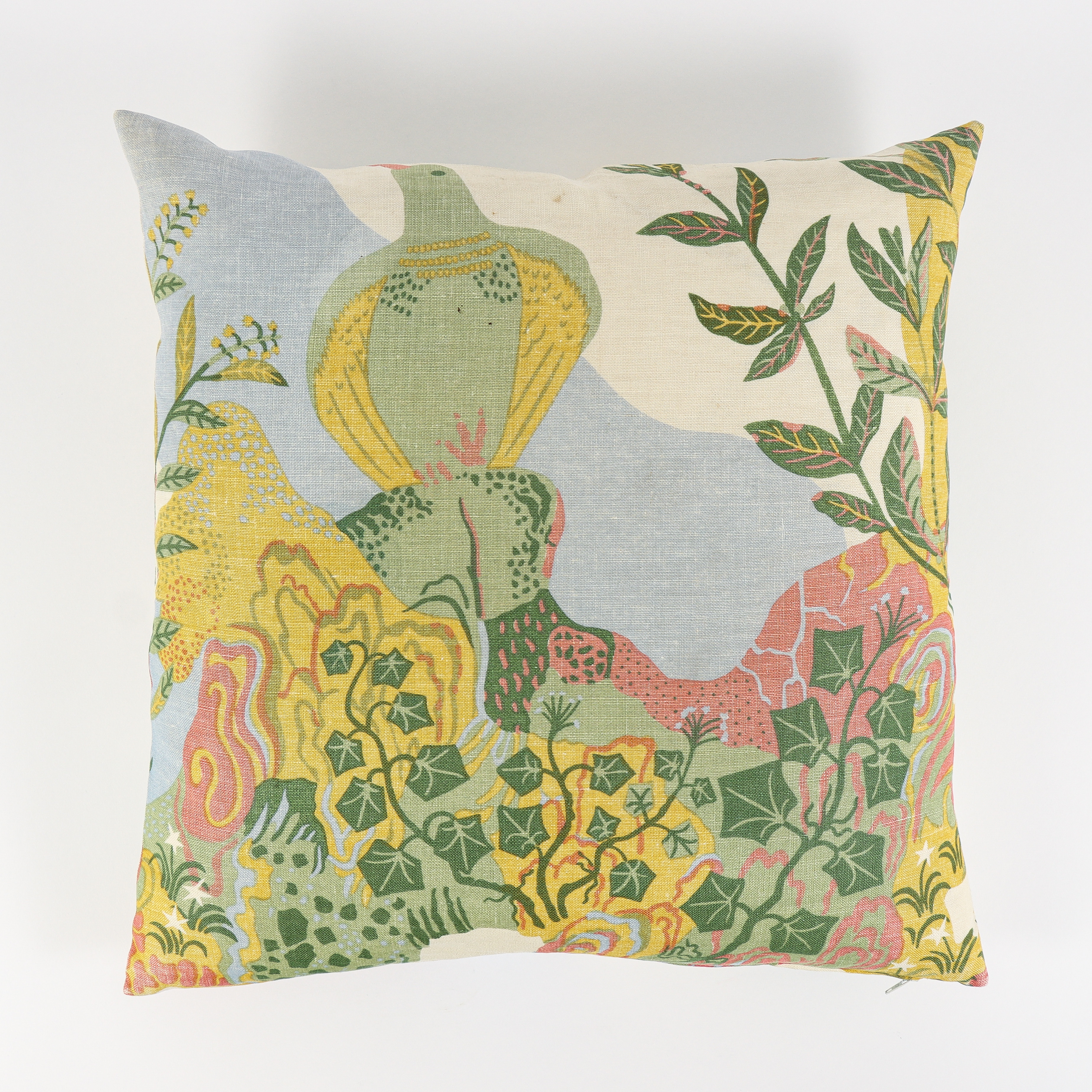 KUDDE Med textil Josef Frank "Anakreon" Firma Svenskt Tenn, Dunplymå.