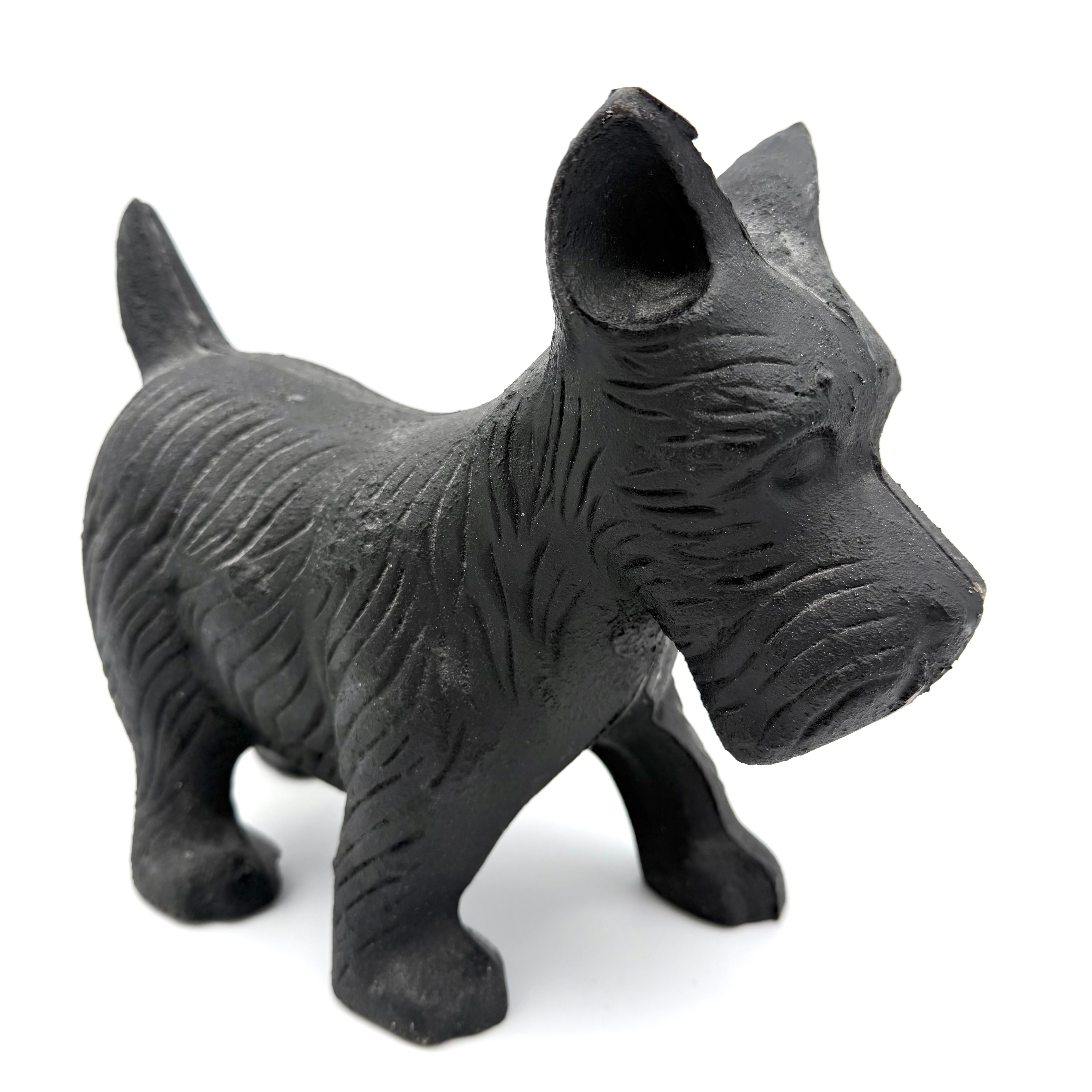 SKULPTUR/ DÖRRSTOPP, sannolikt skotsk terrier, svärtat gjutjärn.