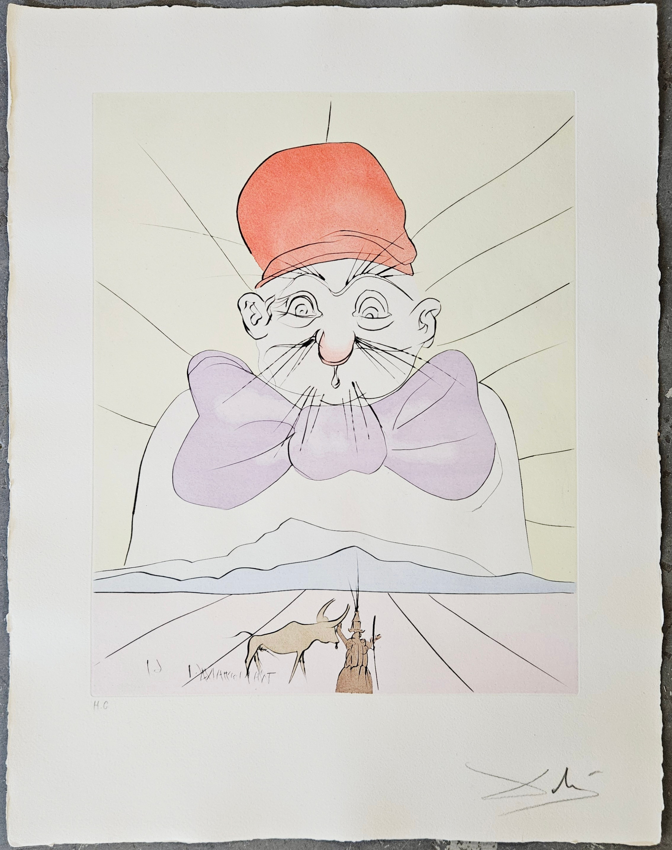 SALVADOR DALÍ. "Kosonaga chojo". Färgetsning, ur serien "Japanese fairy tales", HC, signerad Dali.