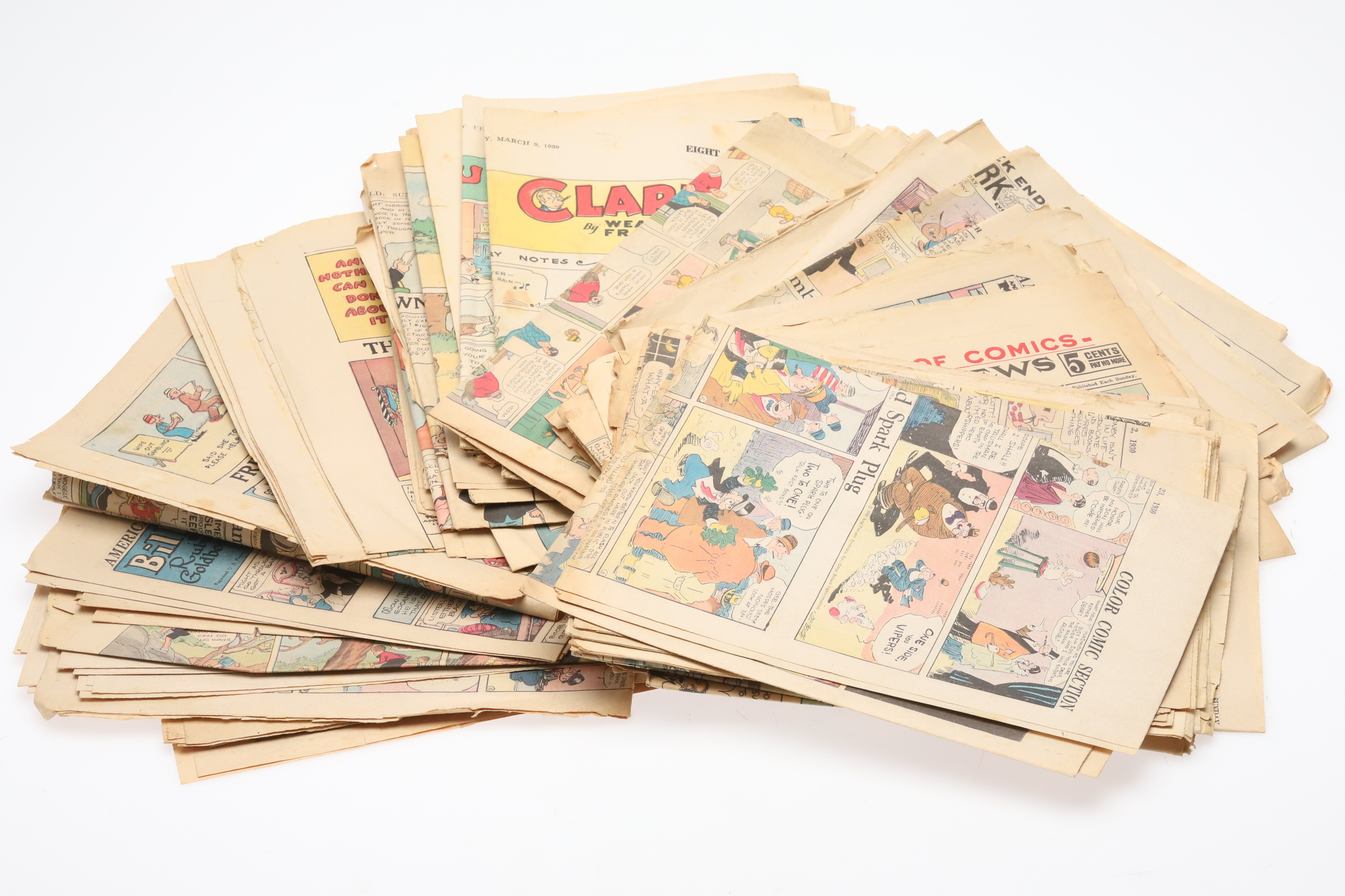 COMIC PAGES, SERIEBILAGA, parti om ca. 50, bland annat Karl-Alfred, 1930-tal.