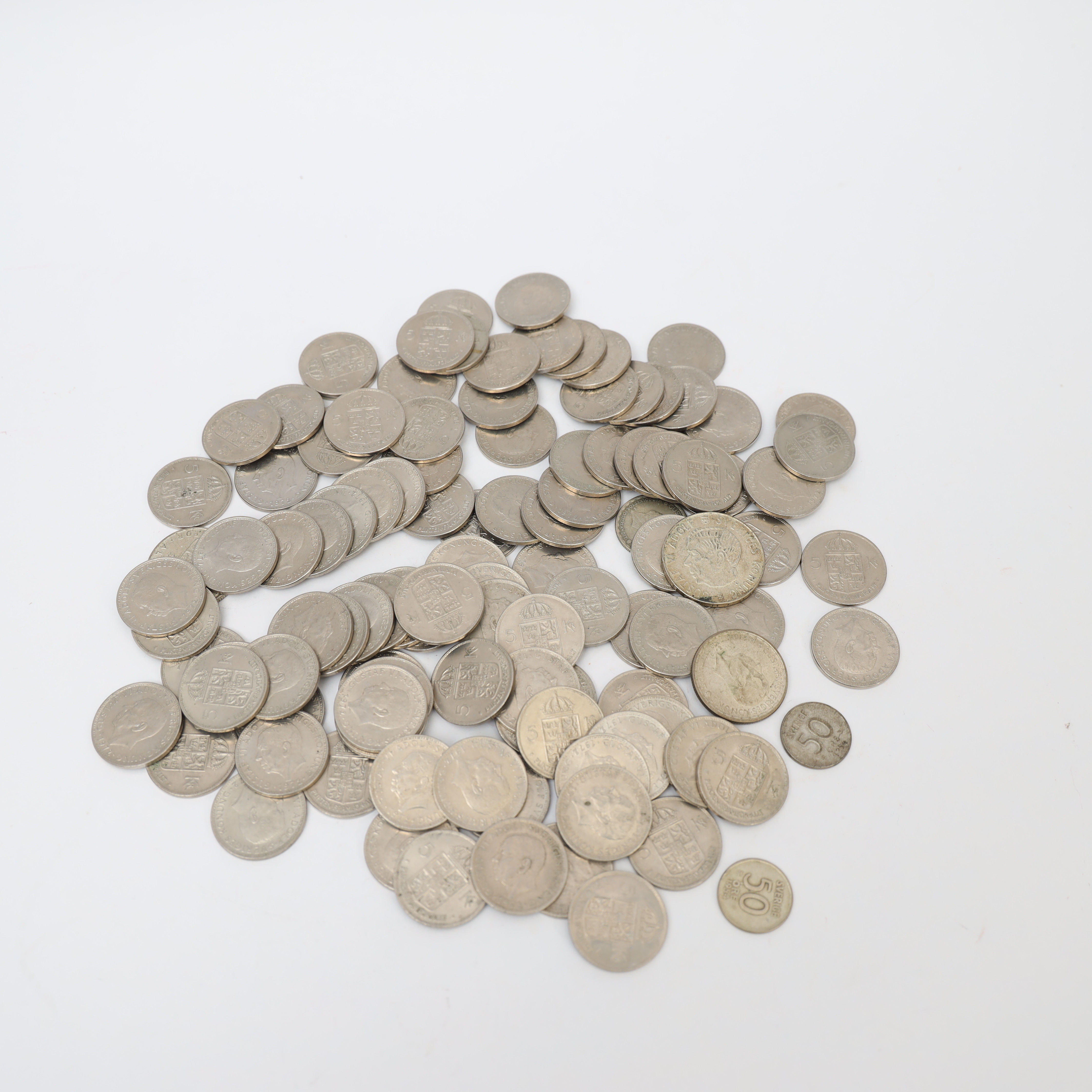 MYNT, mestadels 5kronor 1972, fåtal mynt silver.