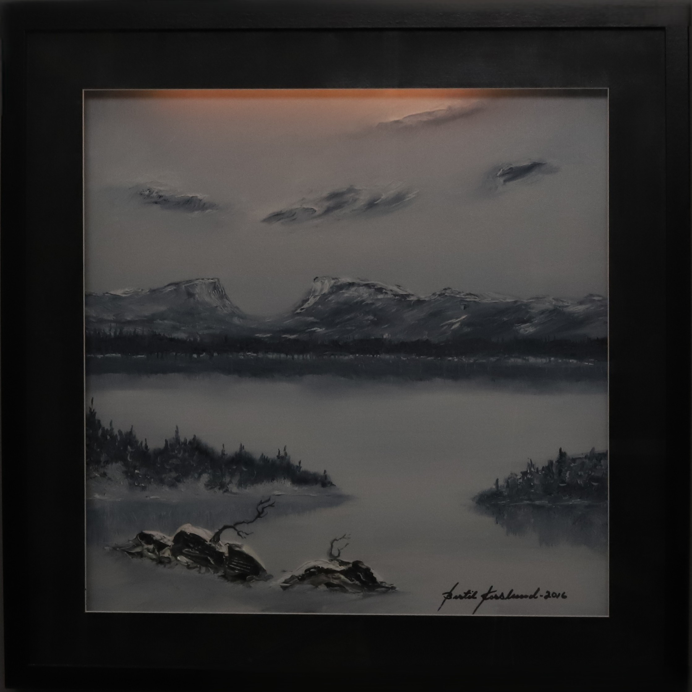 BERTIL FORSLUND. Komposition i upplyst inramning, "Lapporten, Abisko Fjällvärld", signerad samt daterad -2016.