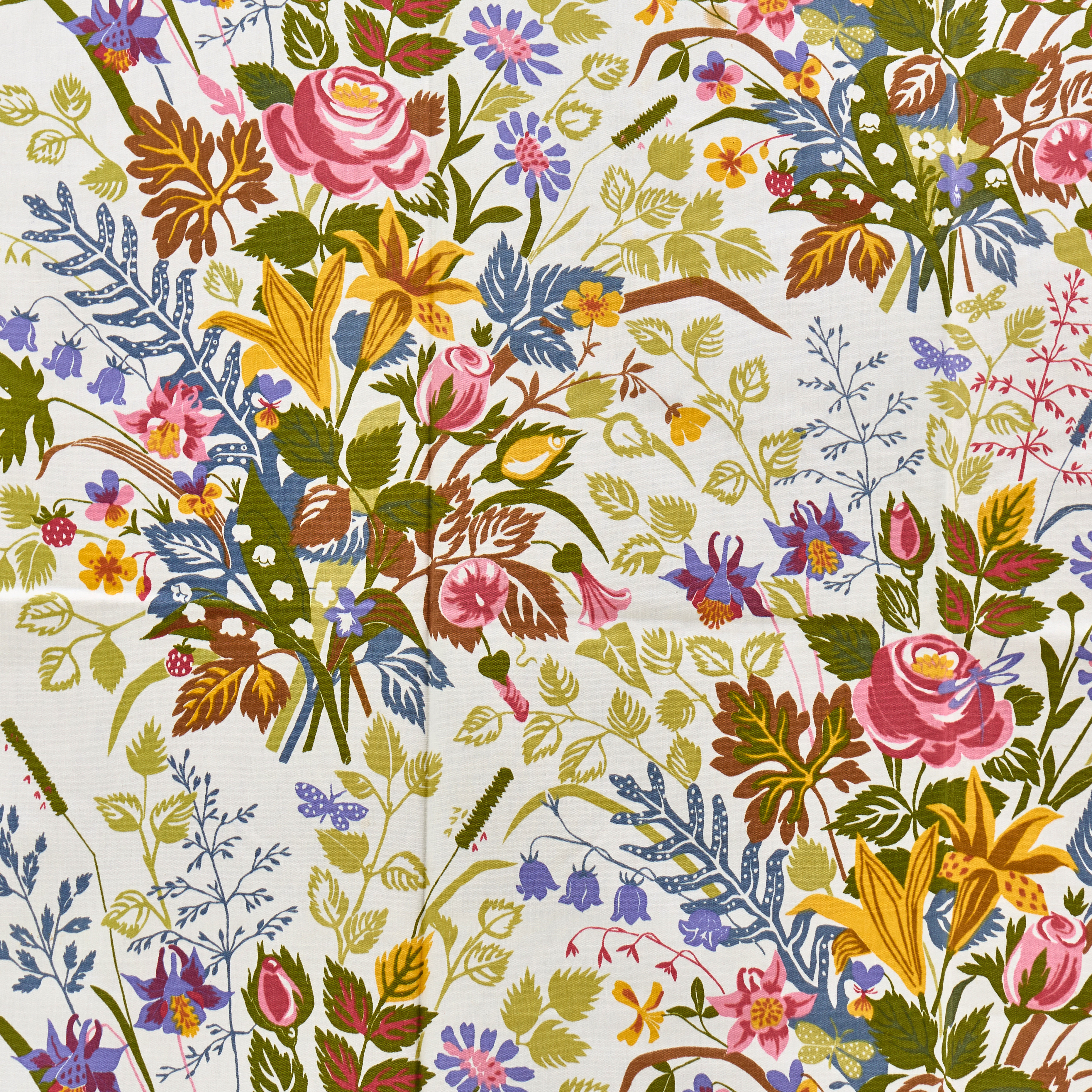 LISBET JOBS (SVERIGE, 1909–1961). Duk/textil, "Högsommar", Jobs Handtryck, Leksand, ca 200 x 135 cm.