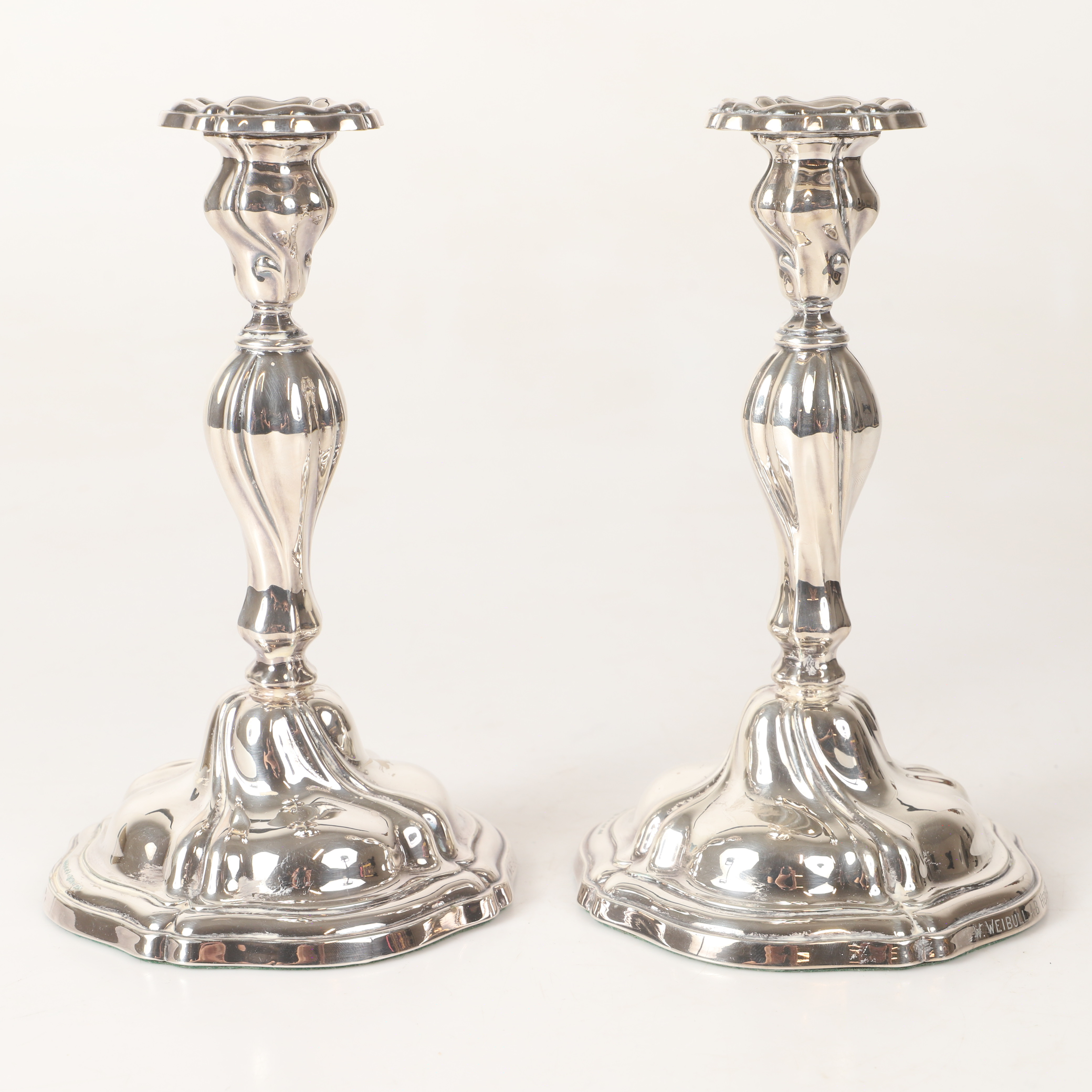 LJUSSTAKAR, 1 par, silver, rokokostil.