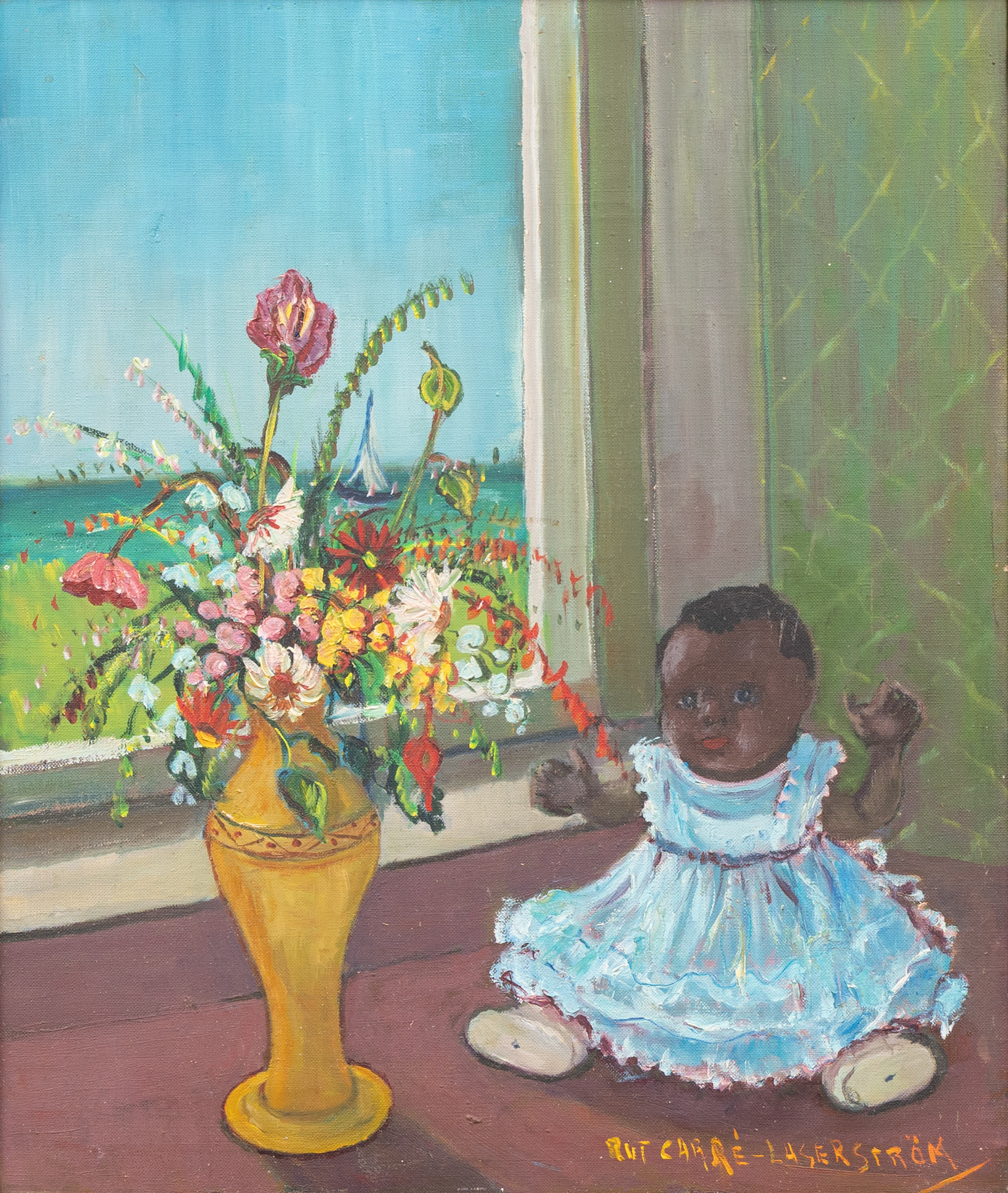 RUT CARRÉ-LAGERSTRÖM (1903-1990). Stilleben med docka, olja på duk, signerad.