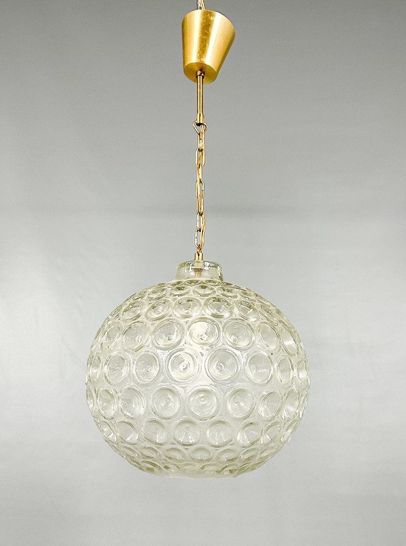 KLOTLAMPA, glas, mässing, 1900-talets andra hälft.