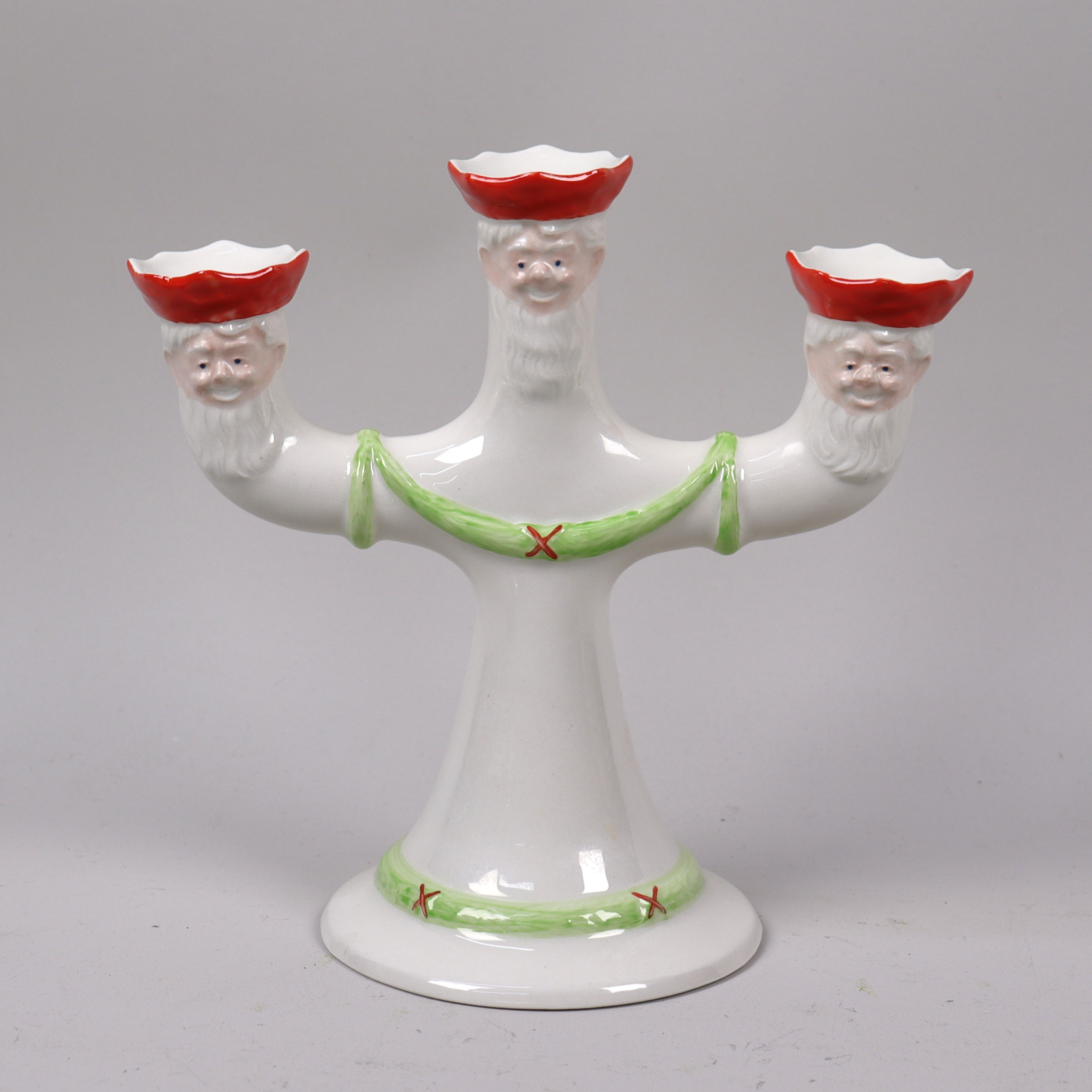 KANDELABER, "God Jul", Gustavsberg, porslin, 3 ljushållare.