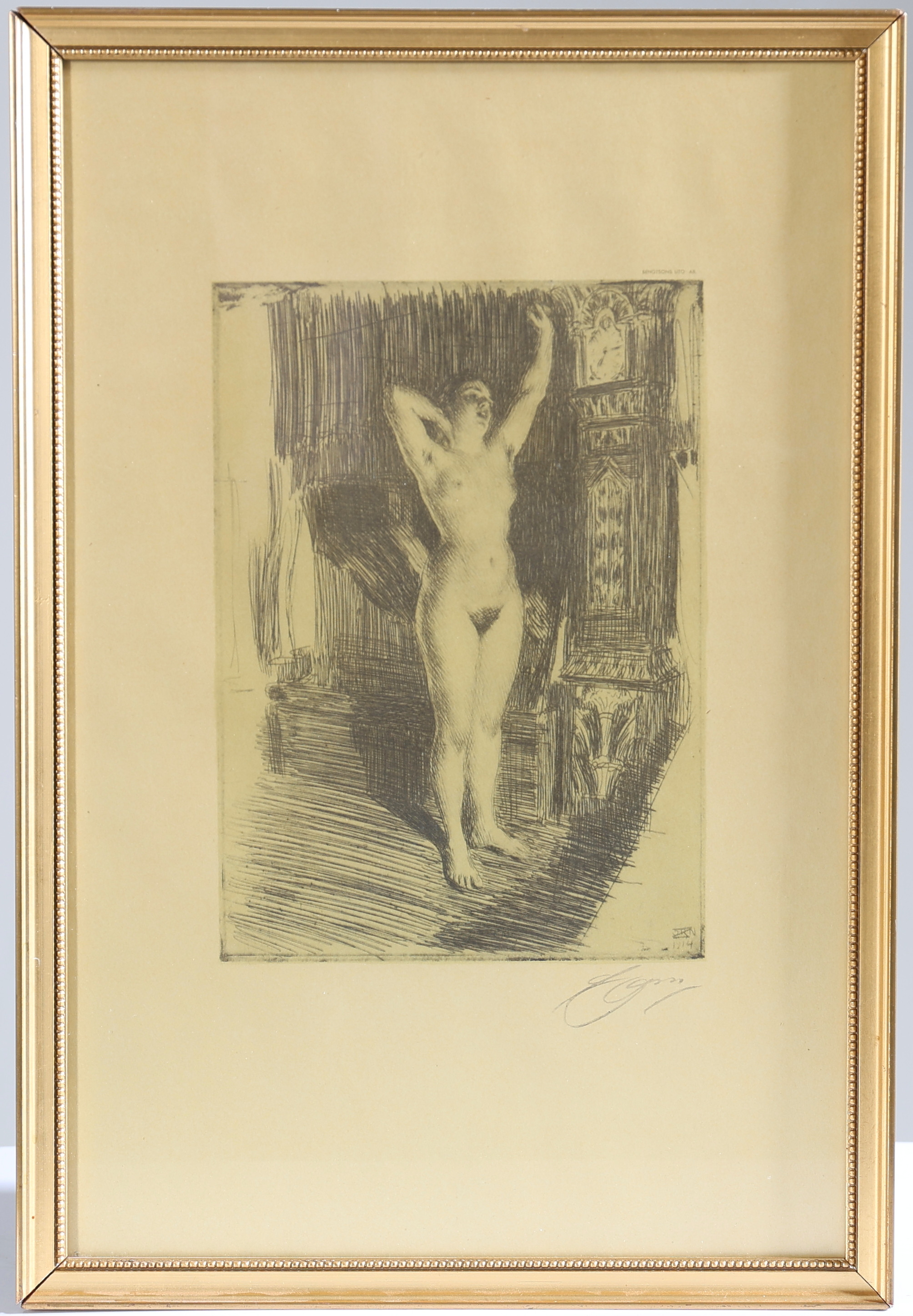 ANDERS ZORN. EFTER. "Tidigt", litografiskt tryck, signerad i trycket, Bengtssons litografiska AB.