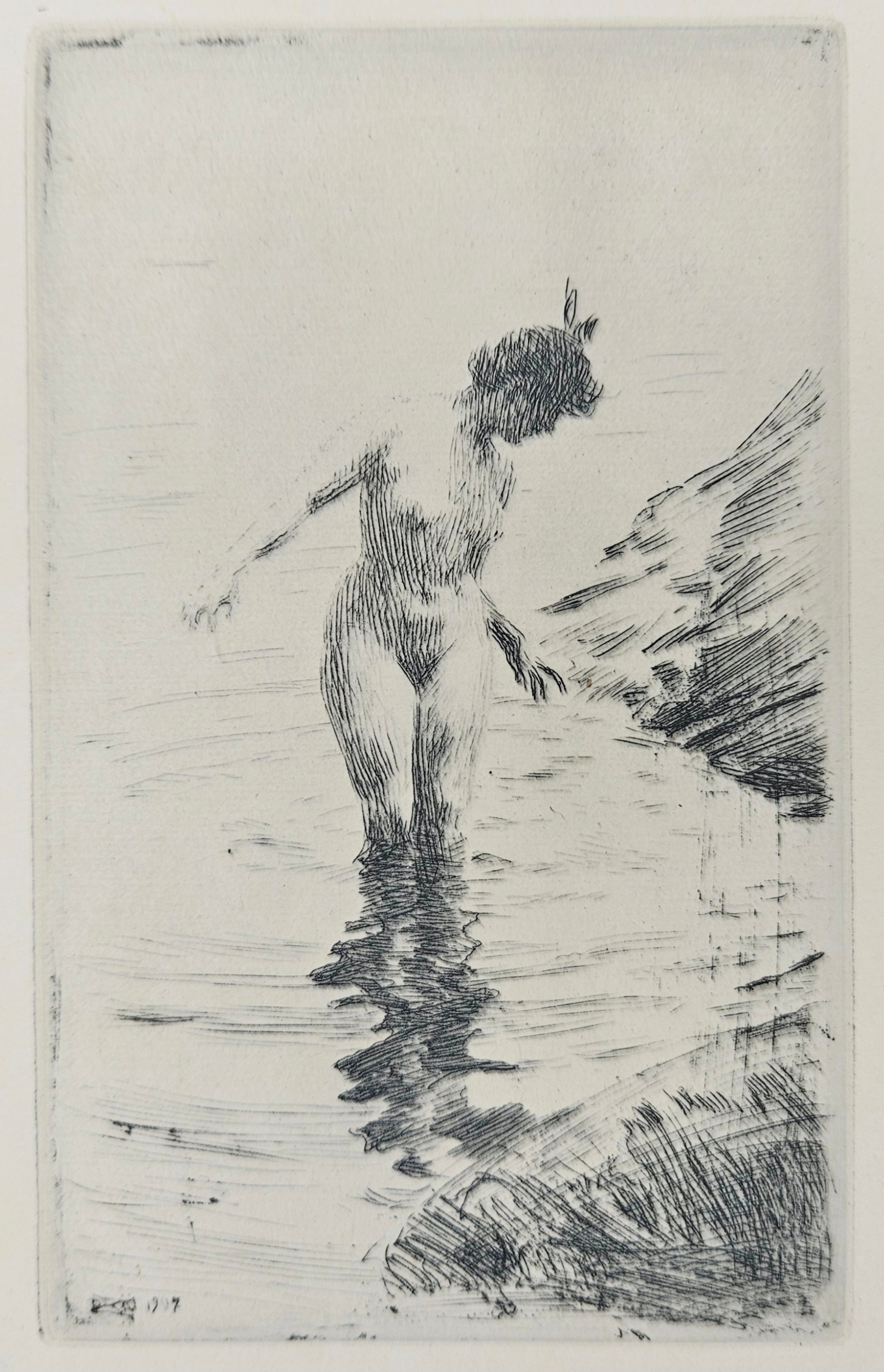 ANDERS ZORN. EFTER. "Vattenringar II". Etsning, signerad och daterad i plåten Zorn 1901.