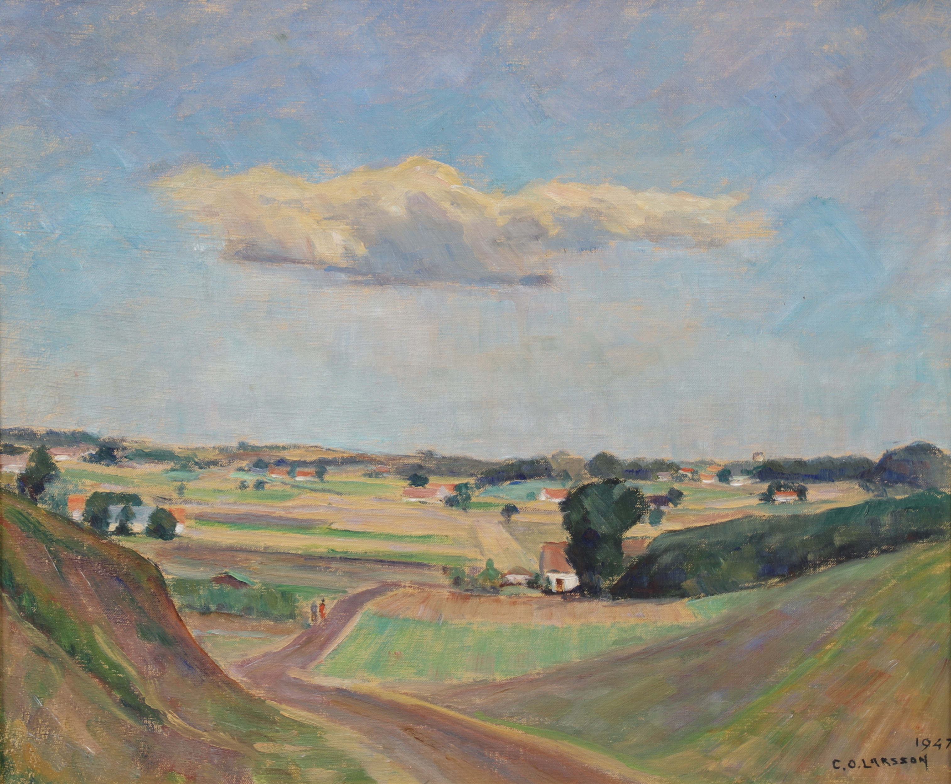 CARL OSCAR LARSSON. "Kåseberga", olja på pannå, signerad, daterad 1947.
