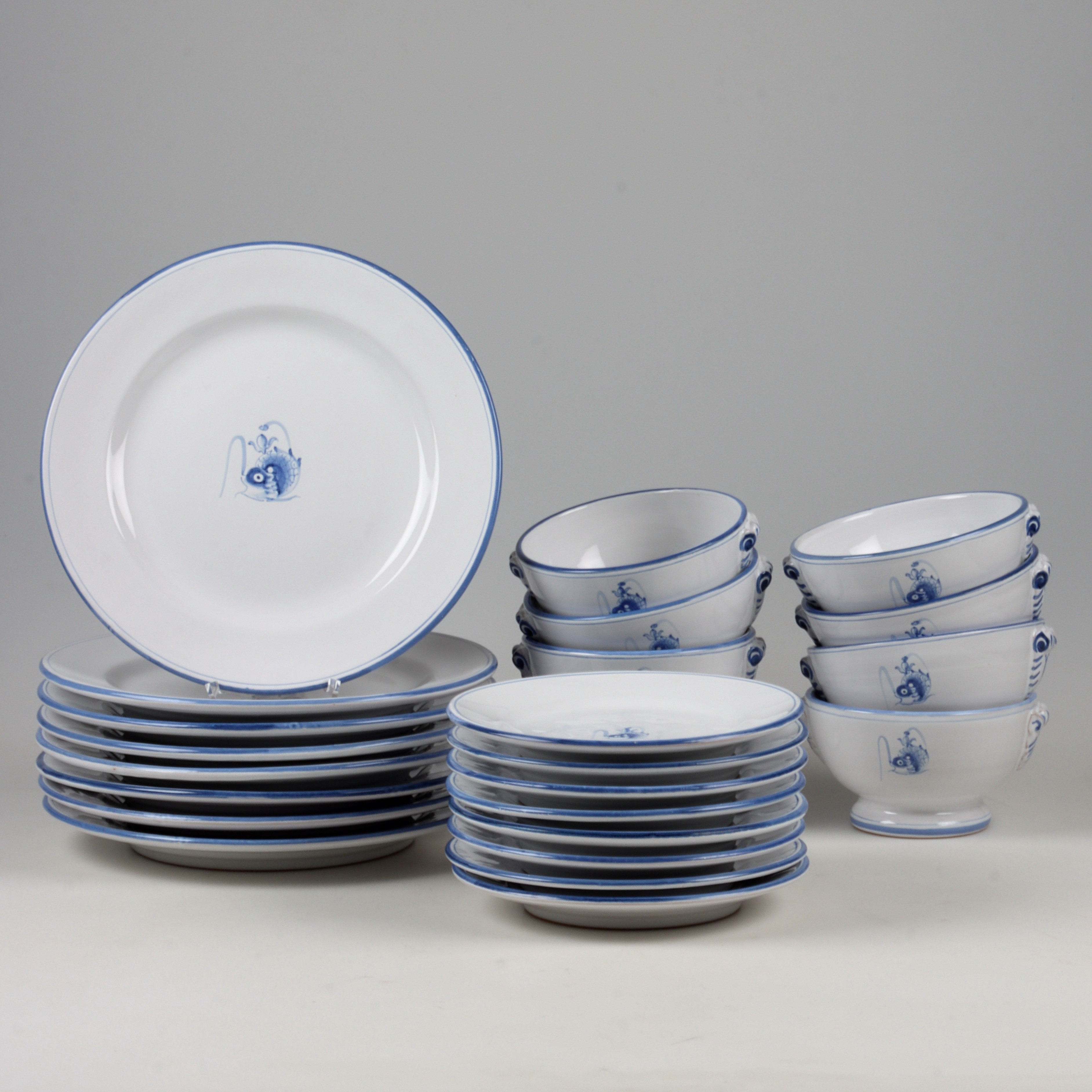 SERVISDELAR, 24 delar stengods, La Verrerie de Biot.