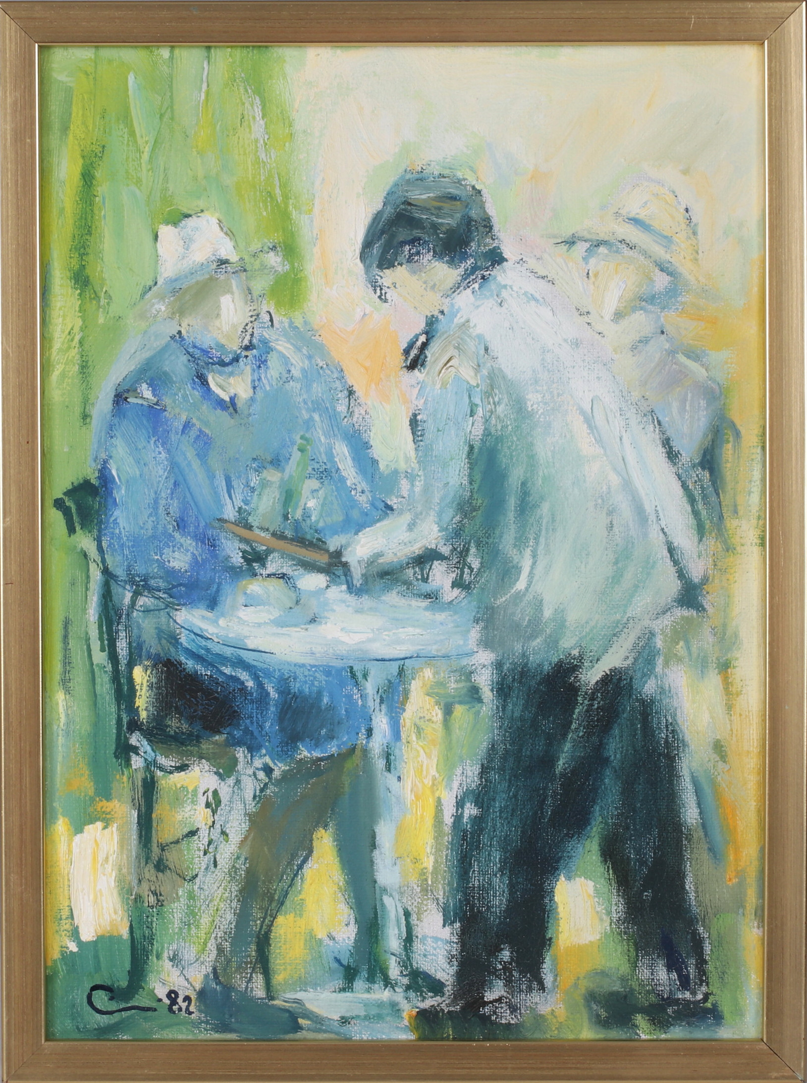 EINAR WENNBERG. "Servering" olja på duk, signerad och daterad -82.