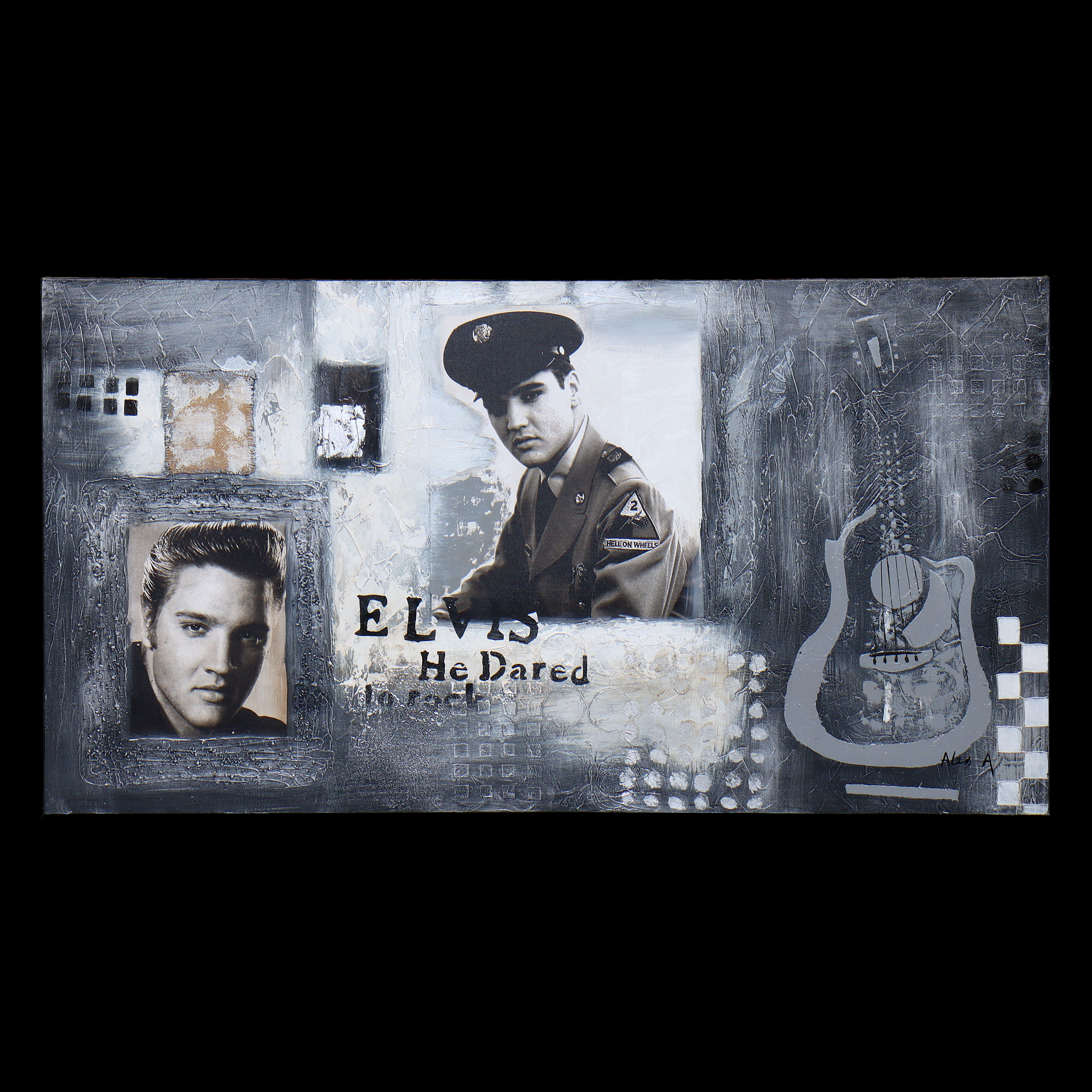 STOR TAVLA "ELVIS PRESLEY" PÅ DUK (150x79cm).