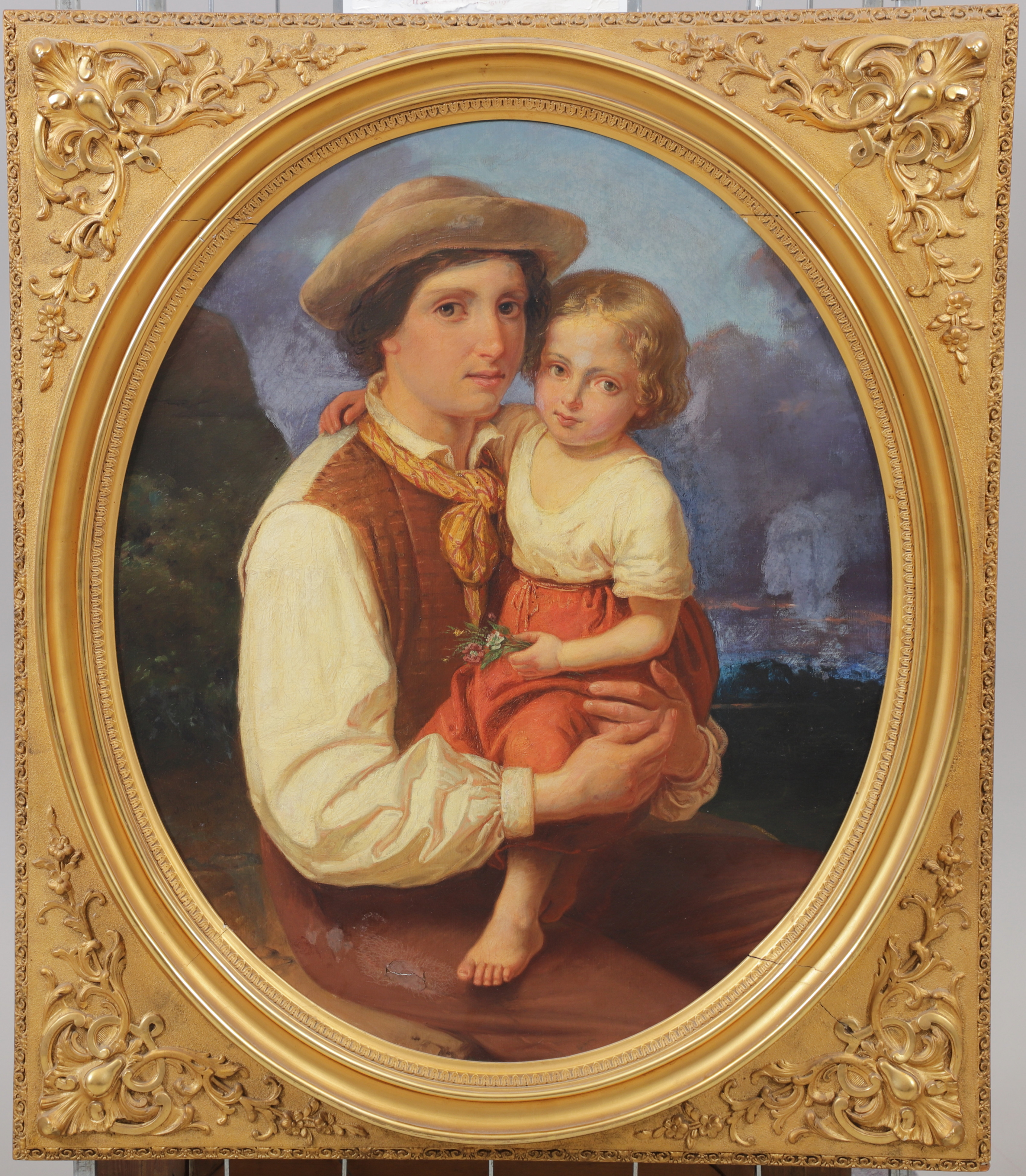 GUSTAF HENRIK BRUSEWITZ. Man med flicka. Olja på duk, signerad och daterad 1862.