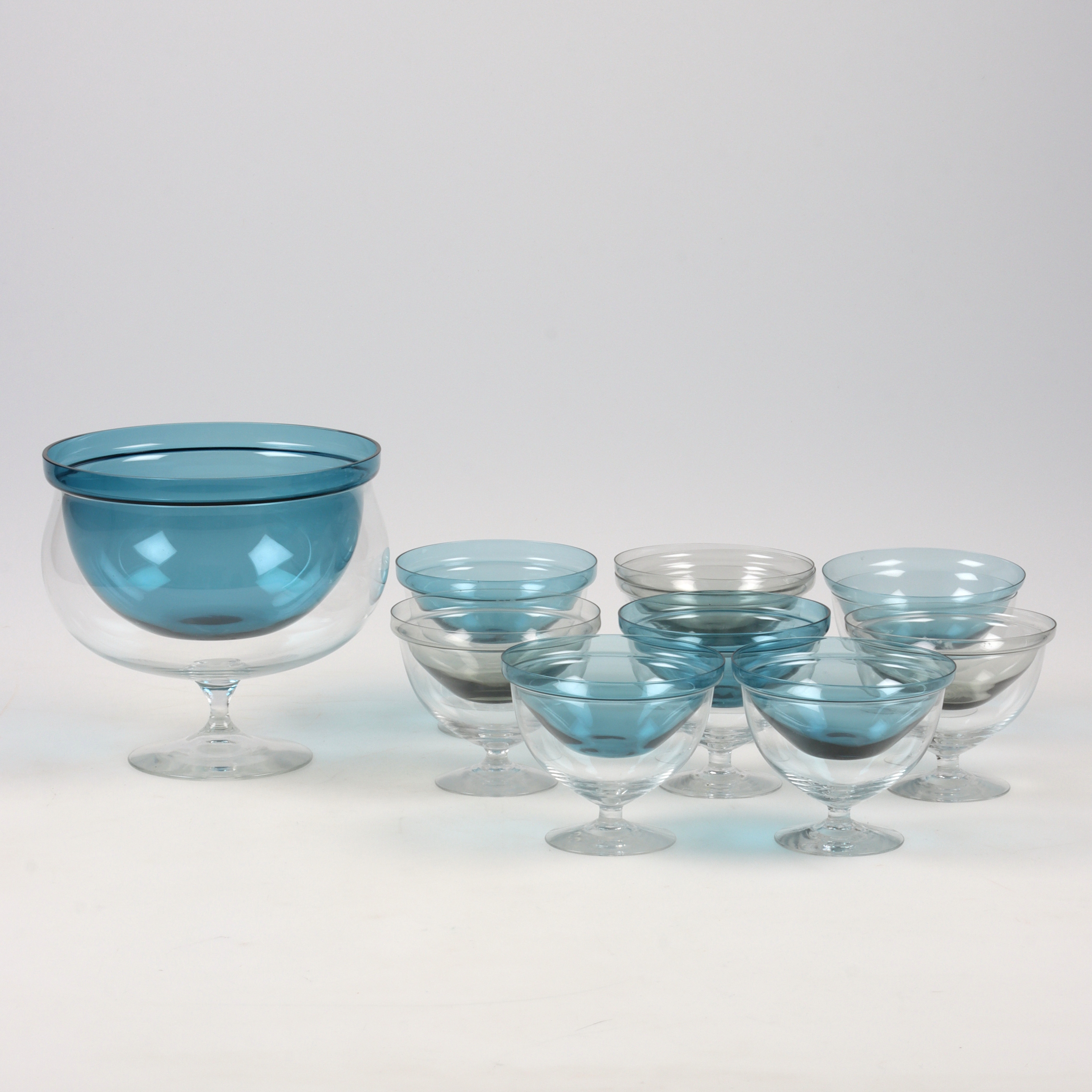 RÄKSKÅLAR, 11 delar, glas, Orrefors.