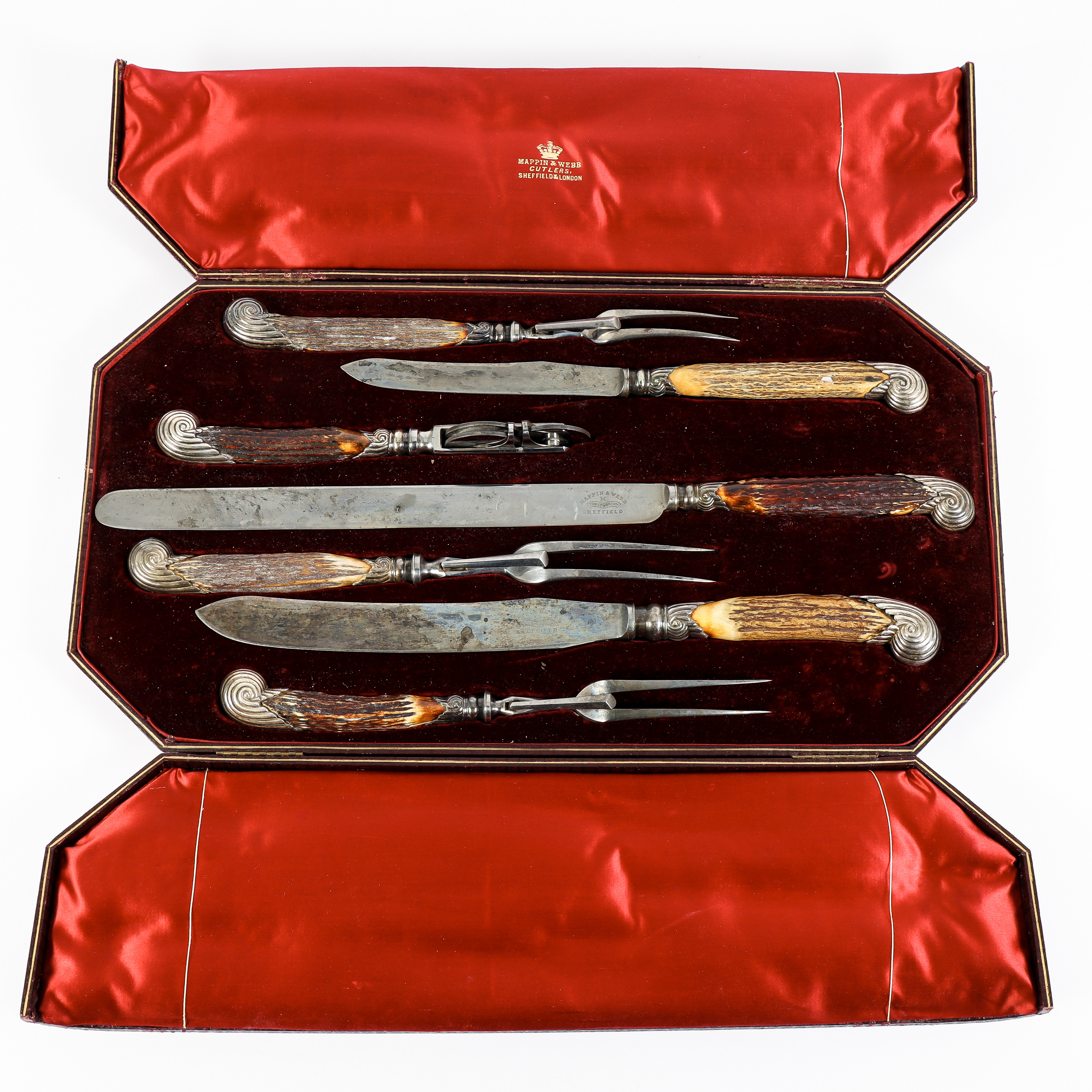 TRANCHERSET i etui, Mappin & Webb, London, tidigt 1900-tal.