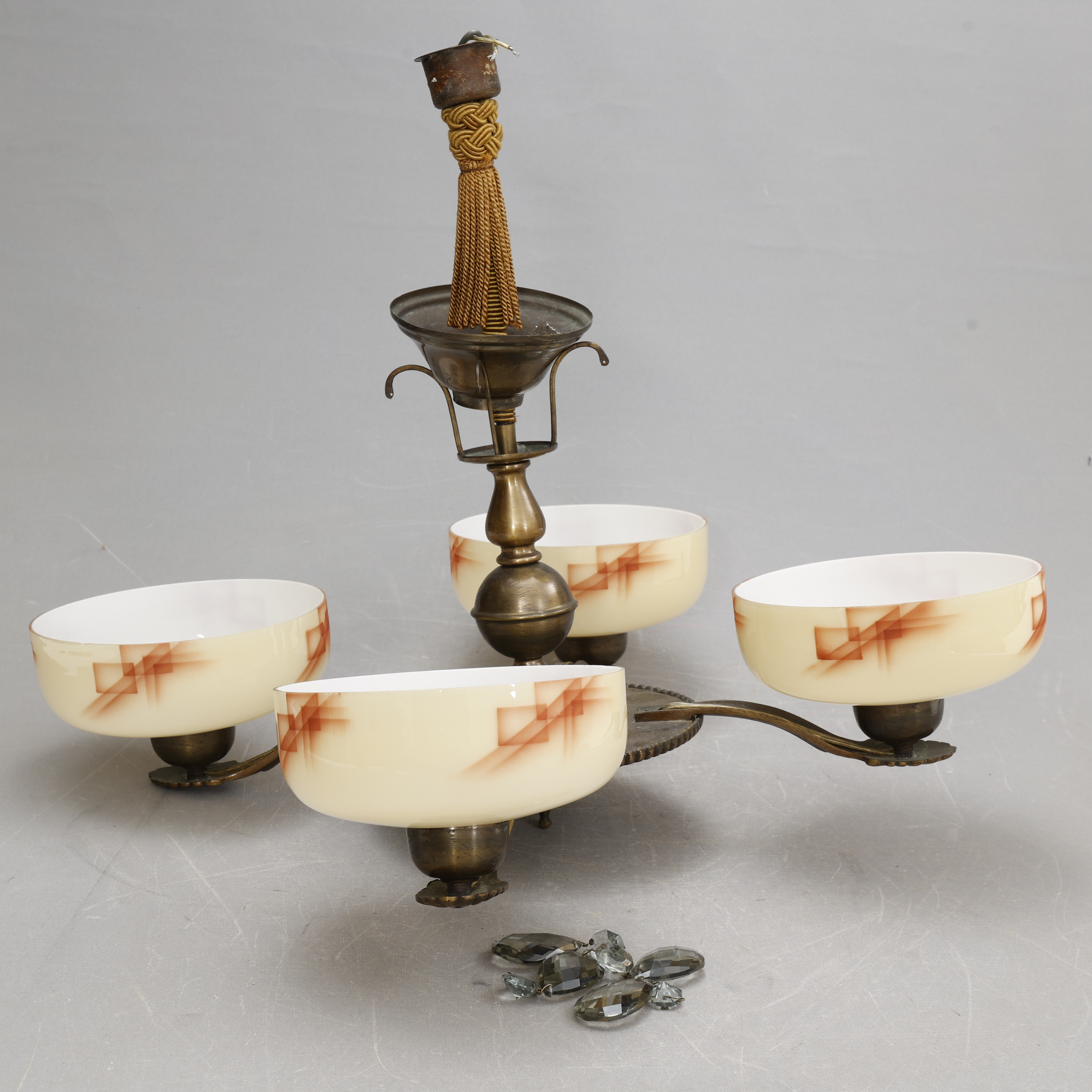 TAKLAMPA, glas/metall, 1900-tal.