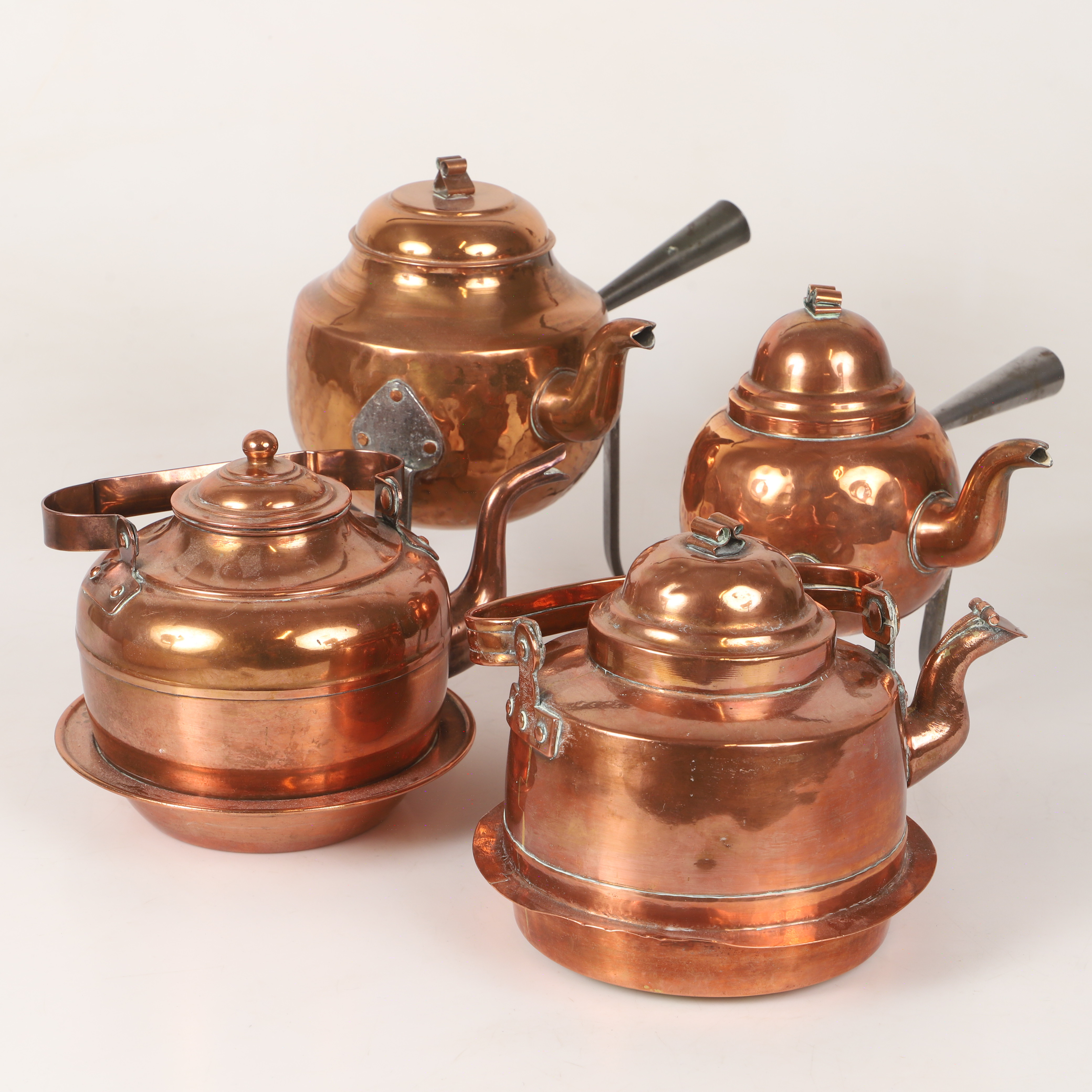 KAFFEKITTLAR, 4 stycken, koppar, 1800/1900-tal.