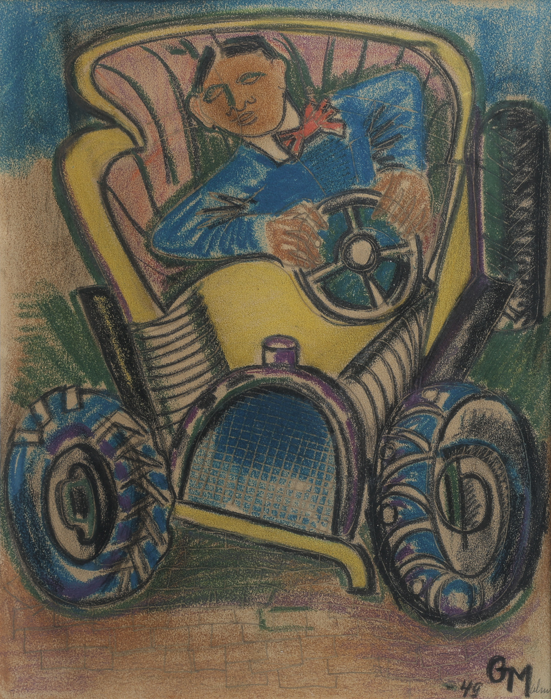 GUSTAV MALMSTRÖM 1887-1980. PASTELL PÅ PAPPER, "MISSÖDE", SIGNERAD OCH DATERAD 1949.