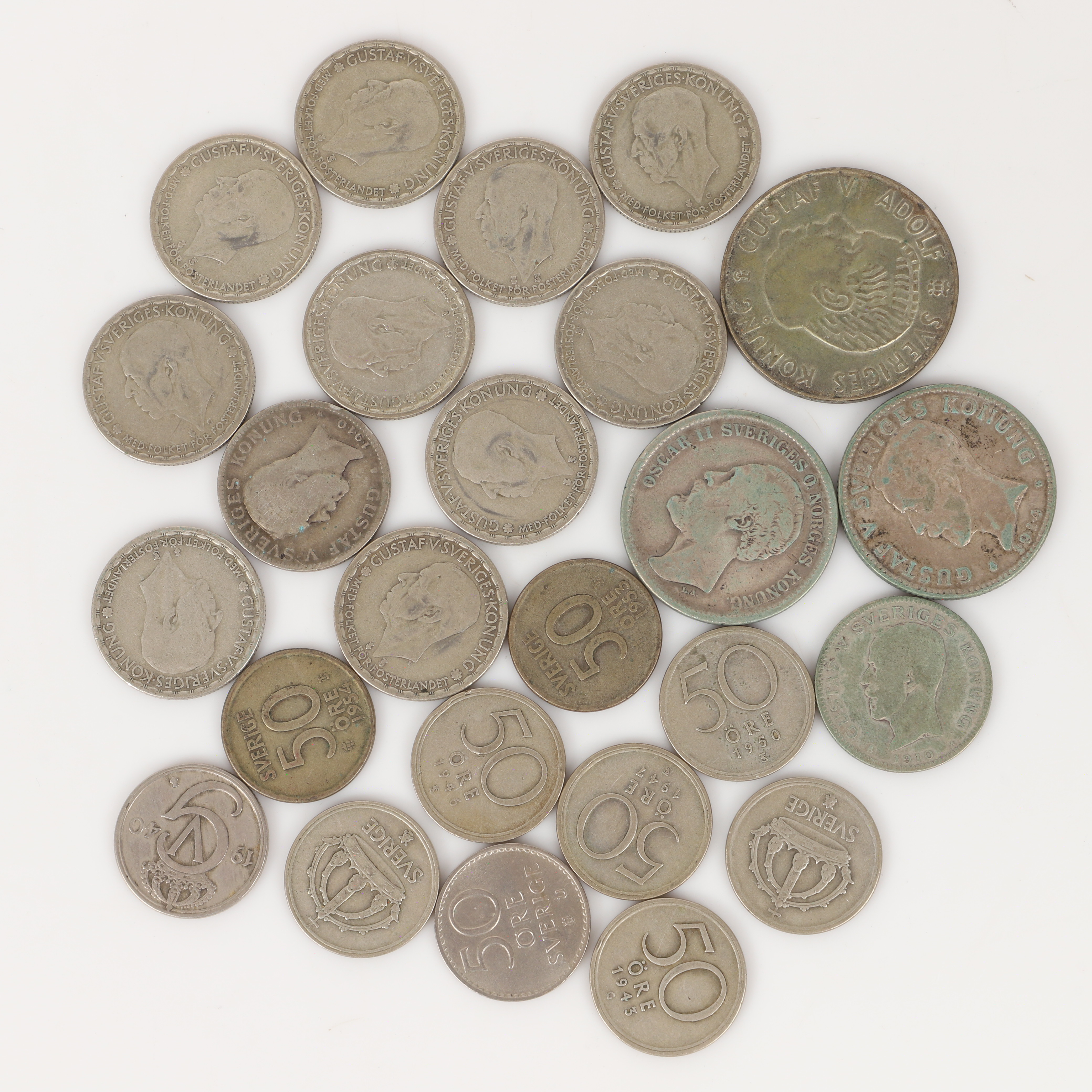 MYNT, 25 stycken, Sverige, 1800/1900-tal.