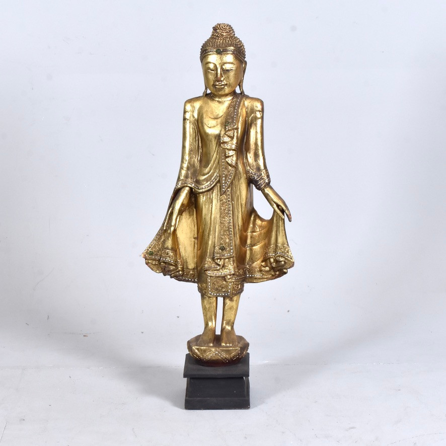 GOLVSKULPTUR, bemålat trä, Thailand, samtida.