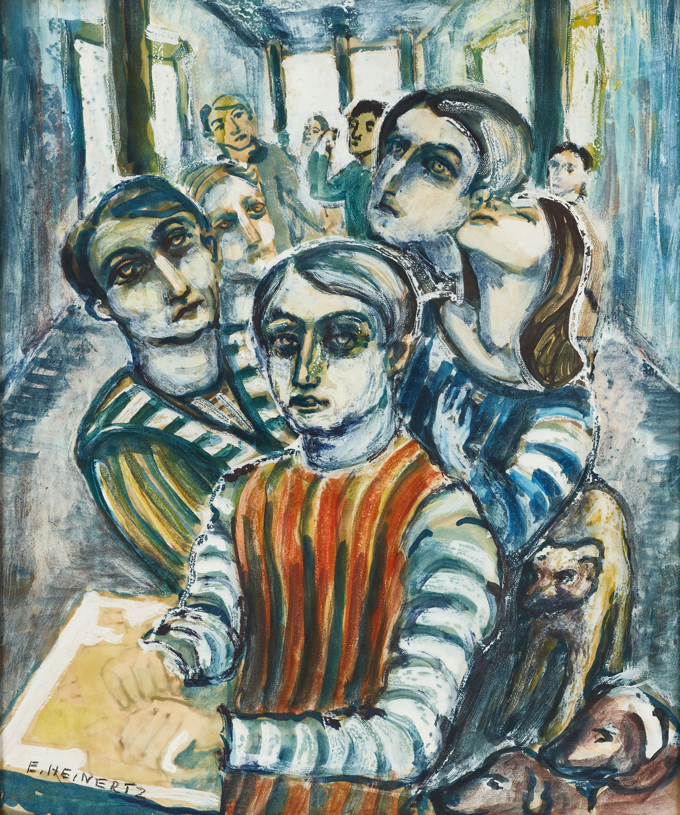 ERIC HEINERTZ (1908-1965). Figurkomposition, signerad, akvarell.