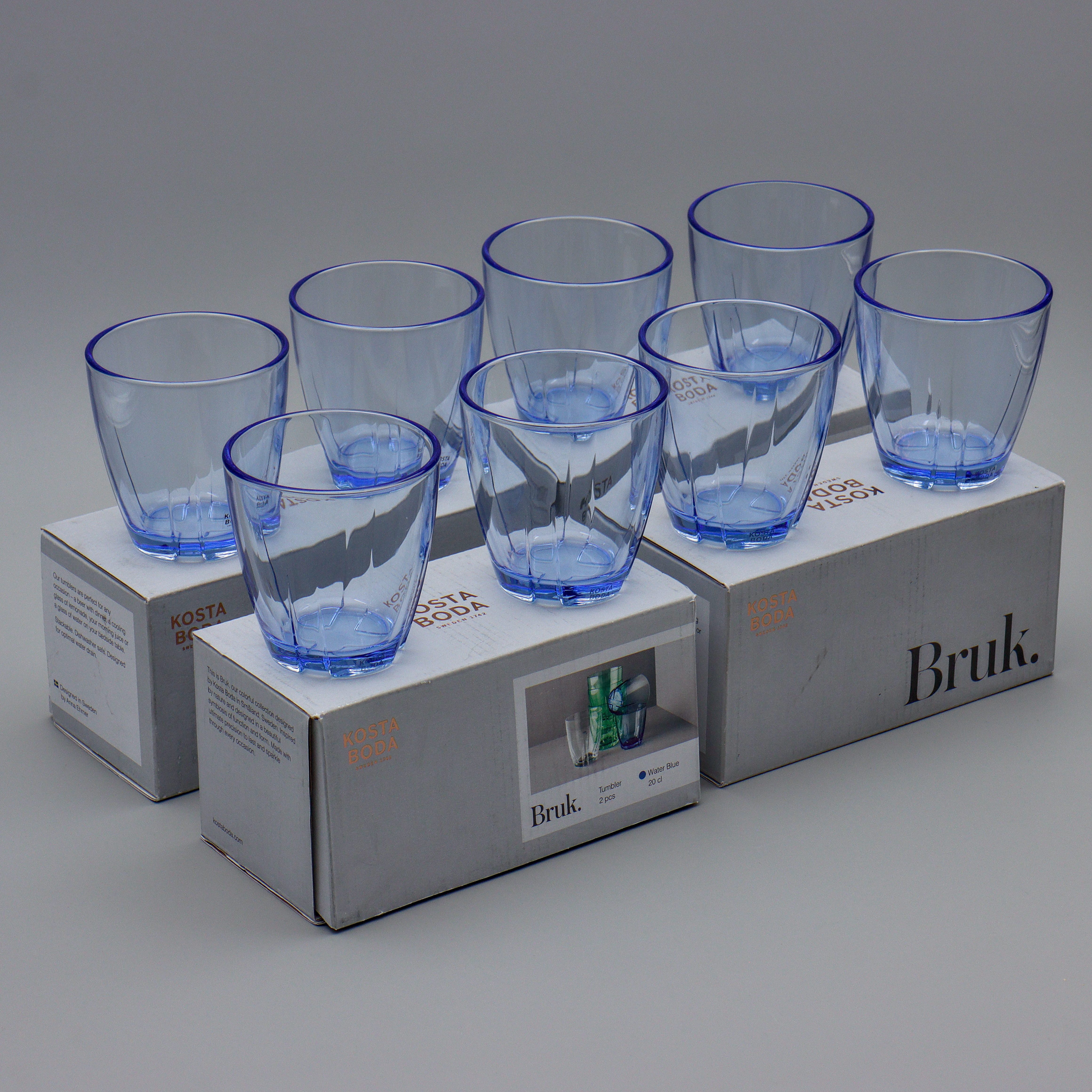 8 GLAS (20cl) I KARTONGER "TUMBLER" KOSTA BODA.