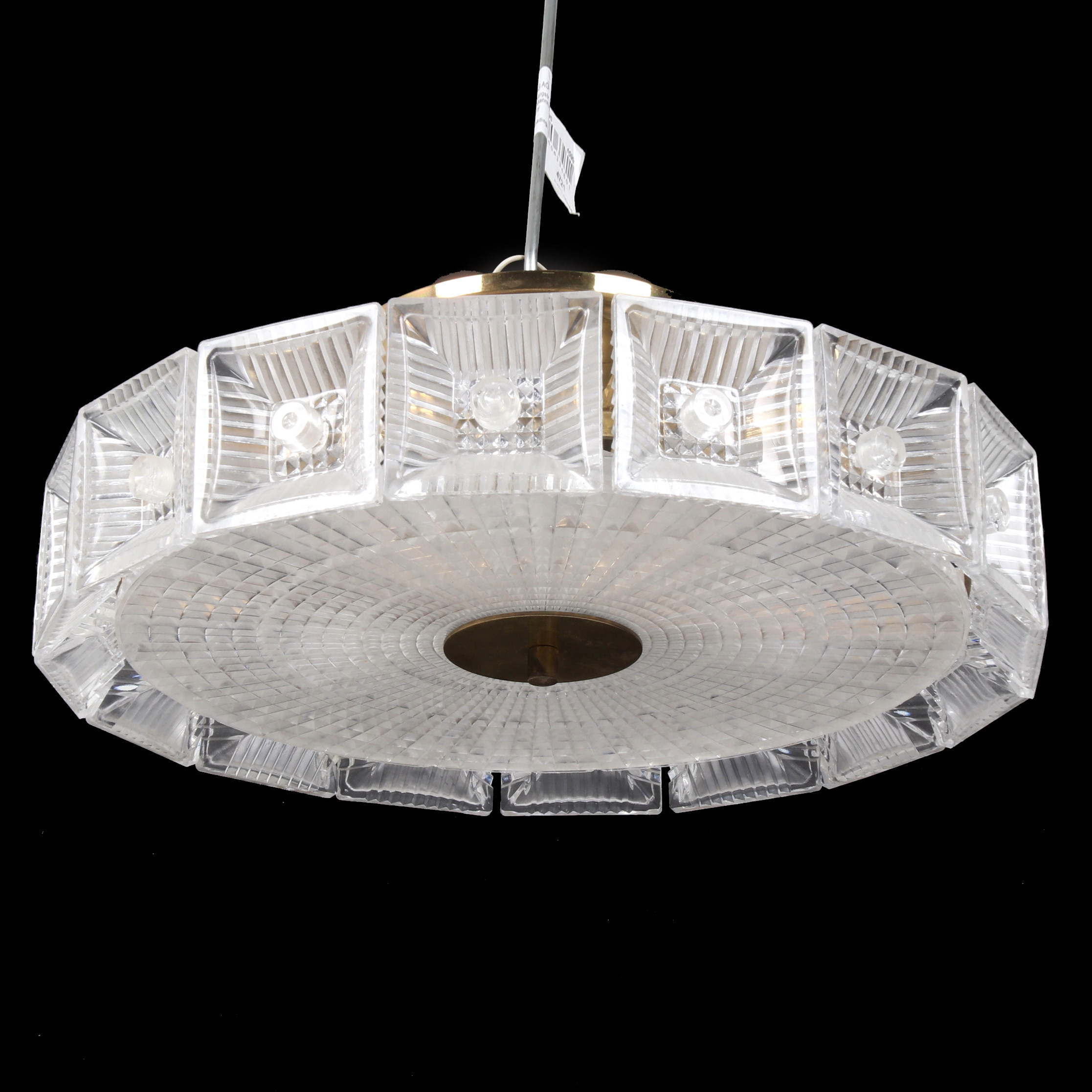 CARL FAGERLUND. Taklampa, Plafond, Glas, Mässing, Orrefors, 1960/70-tal.
