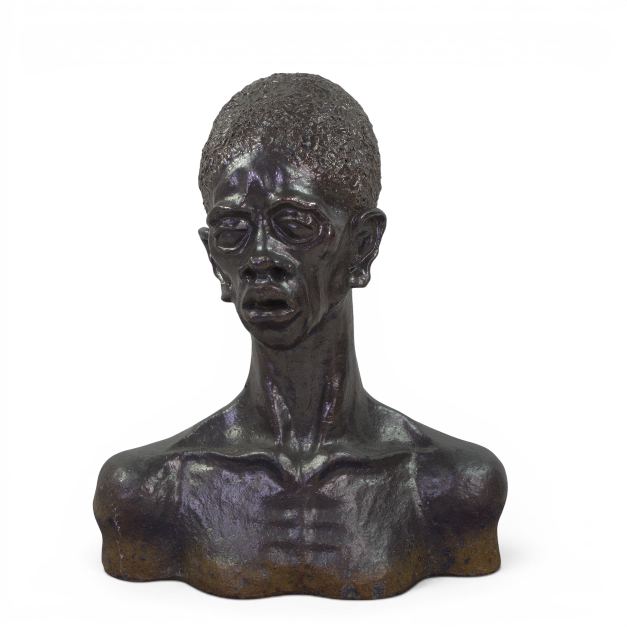 PAUL HOLST. Skulptur, byst av man, glaserat stengods, signerad, P Holst, -76.