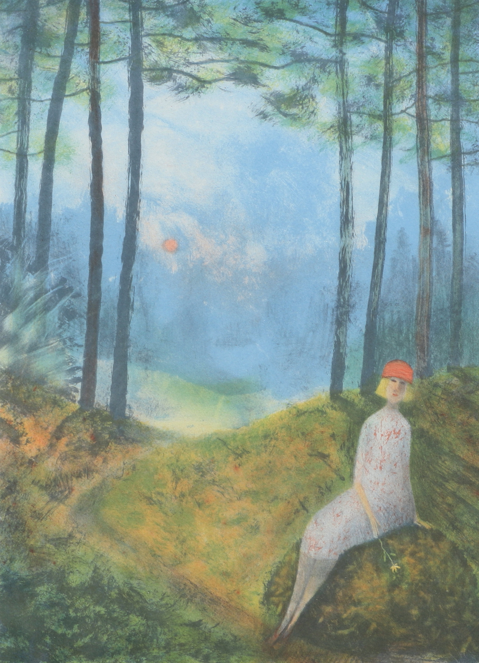 KJELL SUNDBERG. färglitografi, figur i natur, numrerad 150/375, signerad.