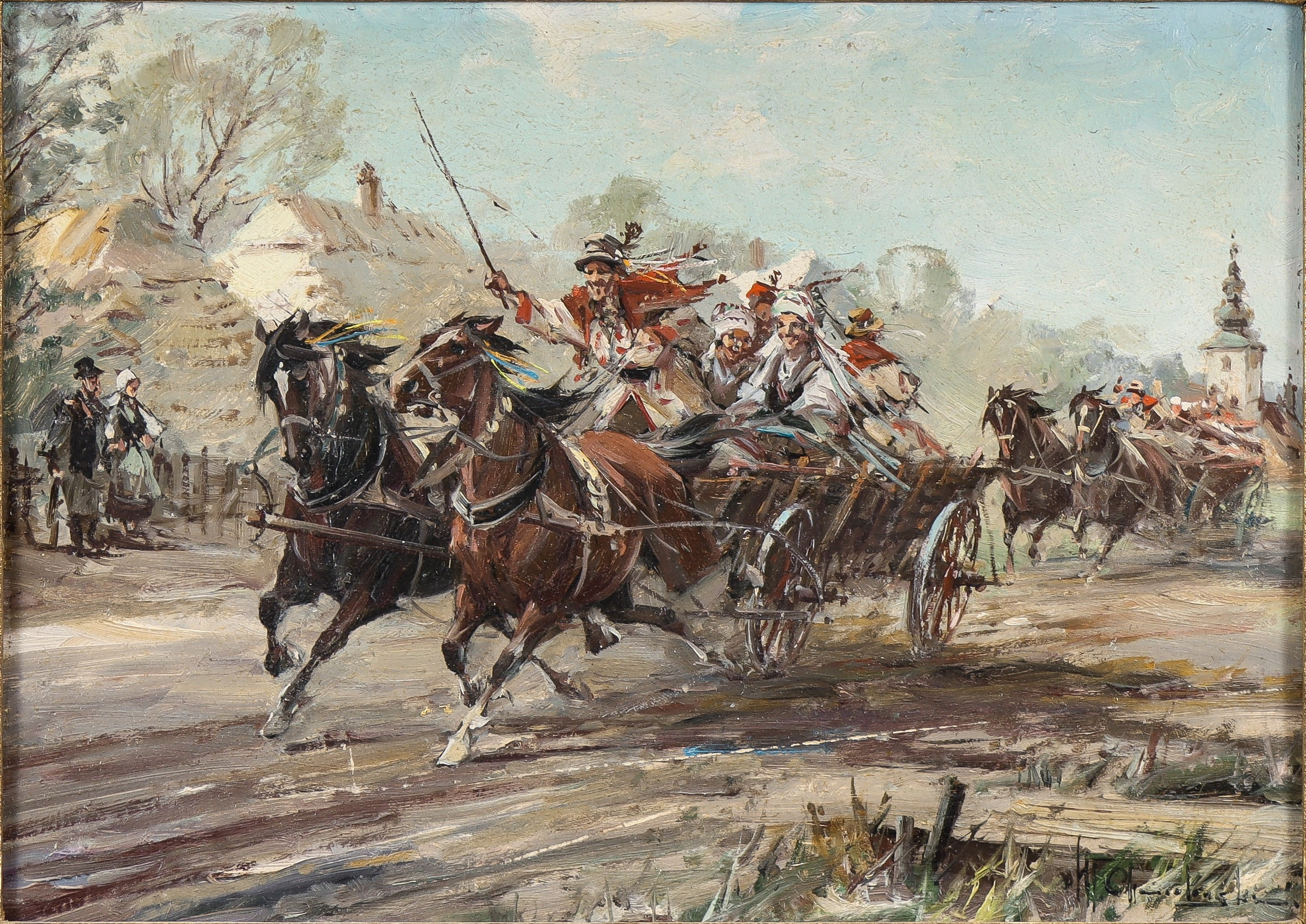 WLADYSLAW CHMIELINSKI (1911-1979). Byscen med tvåspann.