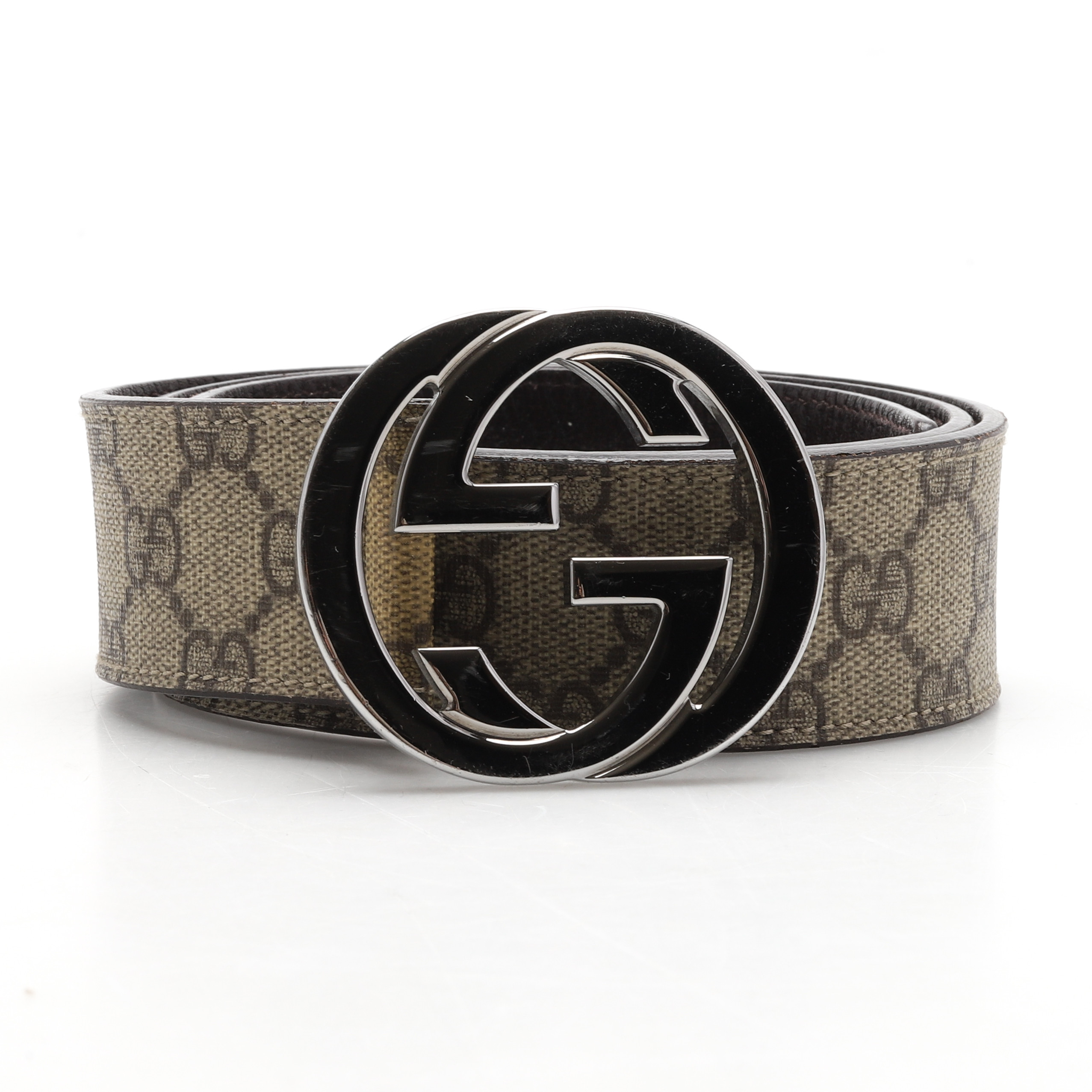 GUCCI skärp, monogramspänne, metall, skinn, Italien.