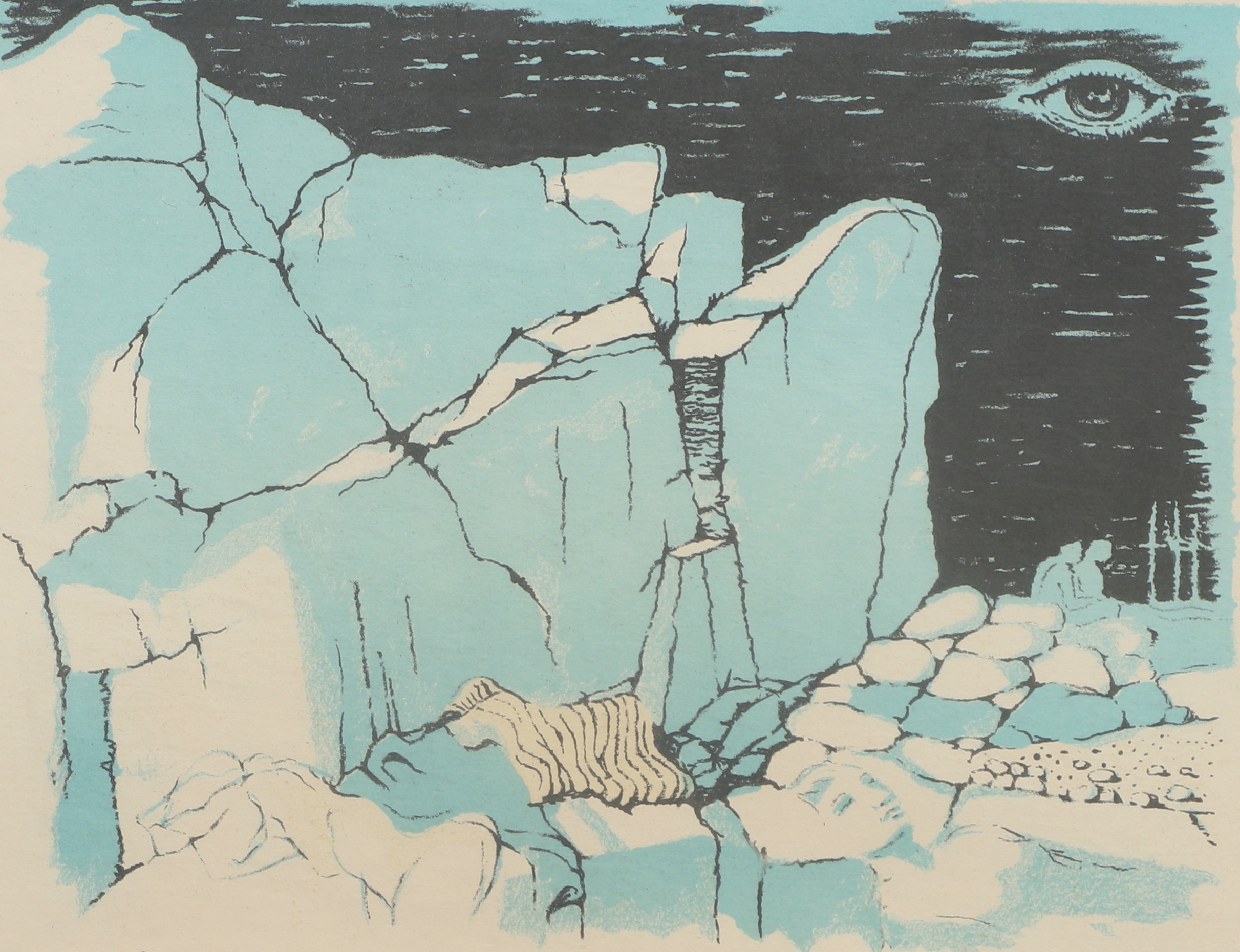 AXEL OLSSON. litografi, strandmotiv, numrerad 69/350, signerad.