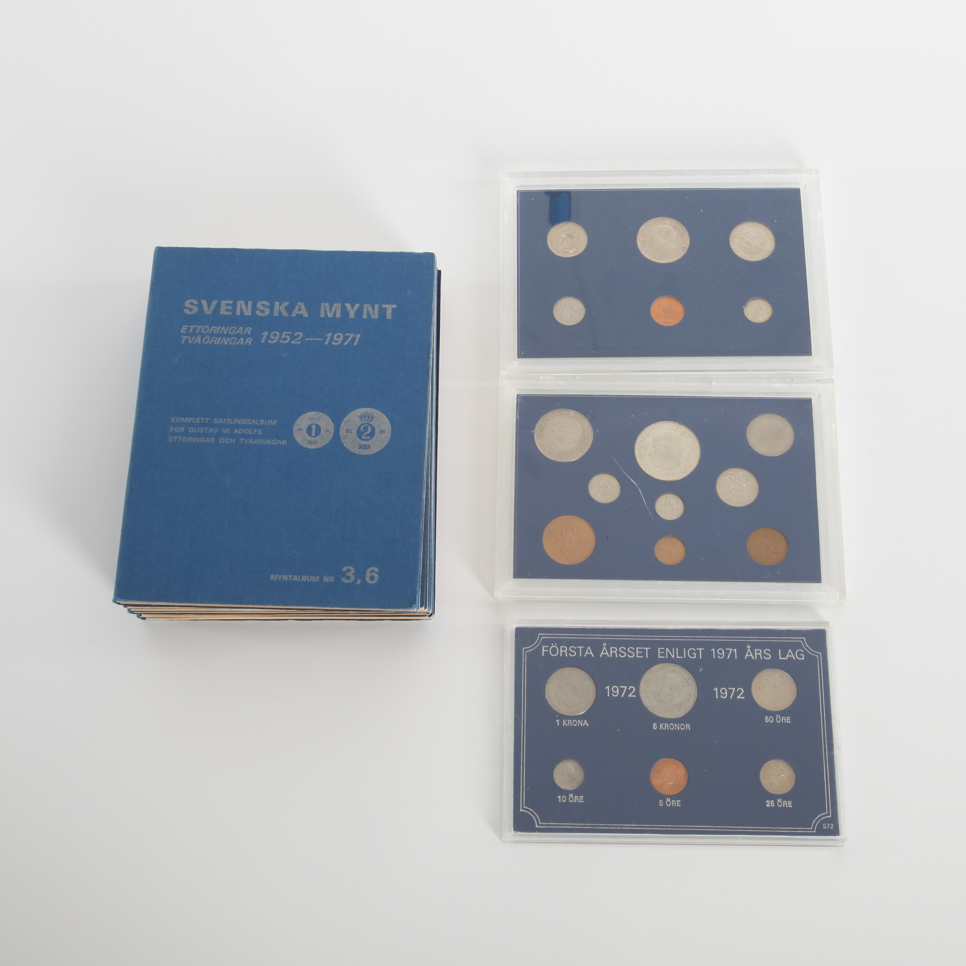 MYNTALBUM OCH ÅRSSET, Kronor och ören, Sverige 1911-1973.