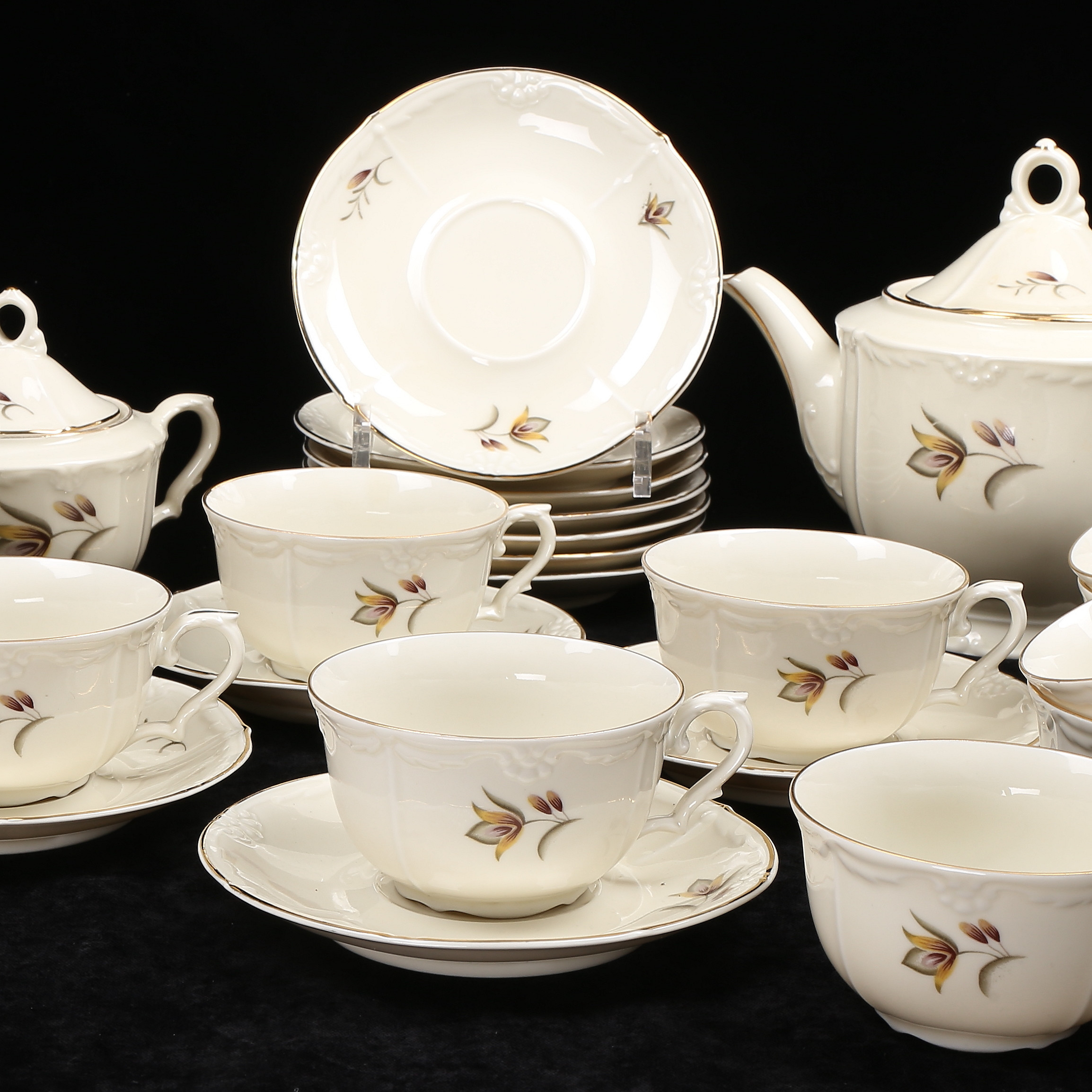 TESERVIS, 23 delar, porslin, art deco, Hackefors.