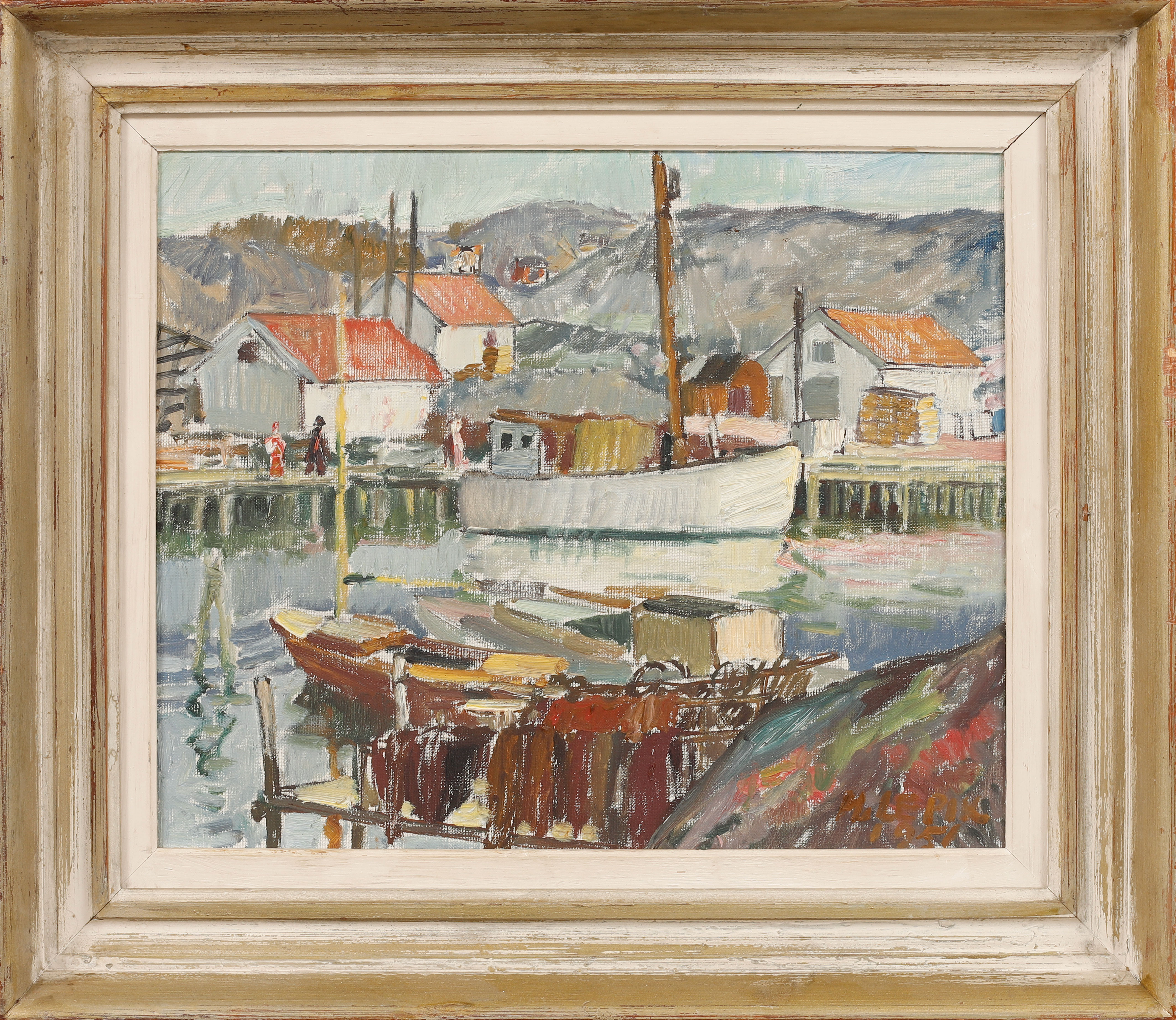HUGO LEPIK. Kustmotiv, olja på duk, signerad och daterad 1951.