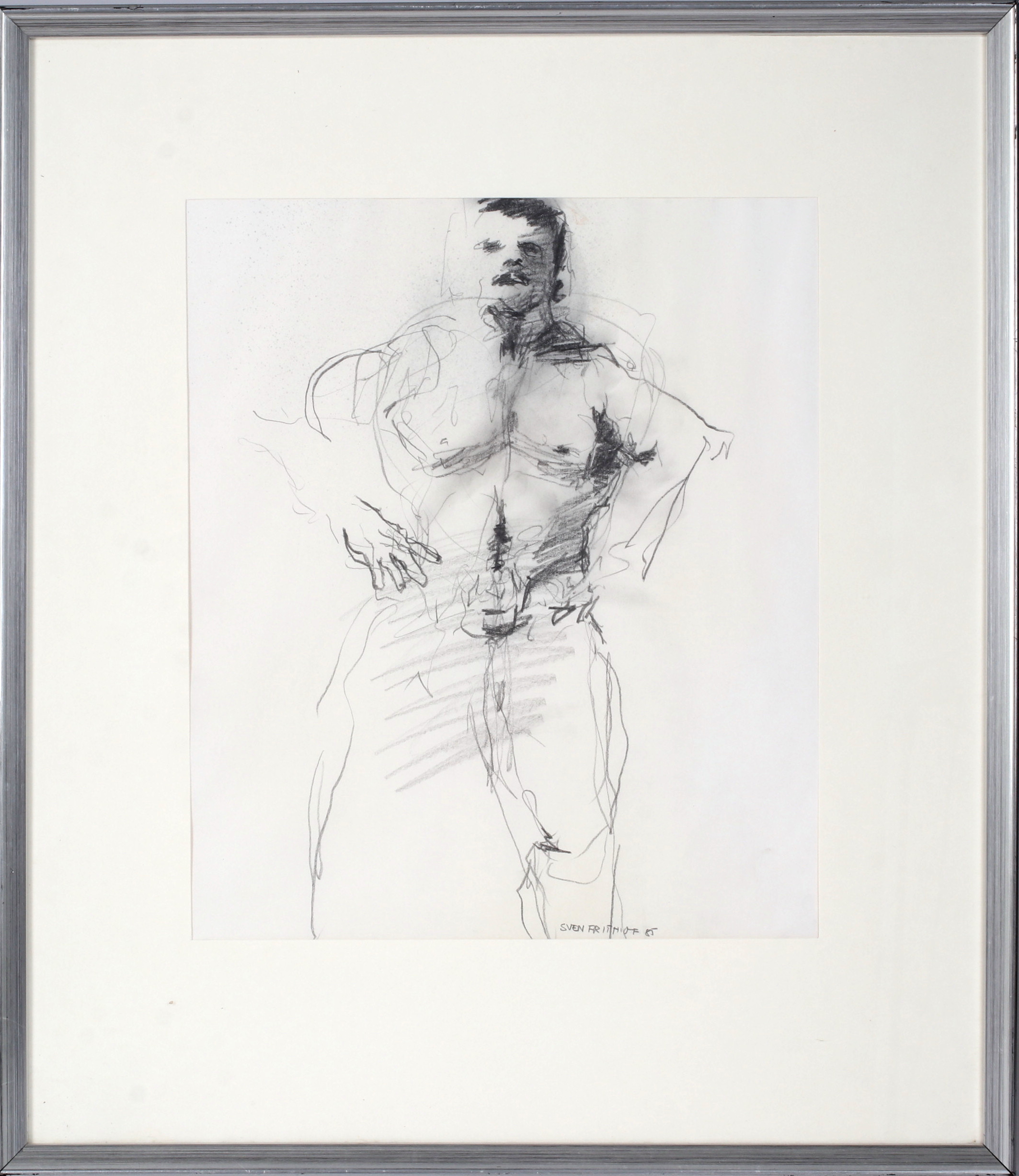 SVEN FRITHIOF. Mansstudie, blyerts, signerad och daterad -85.