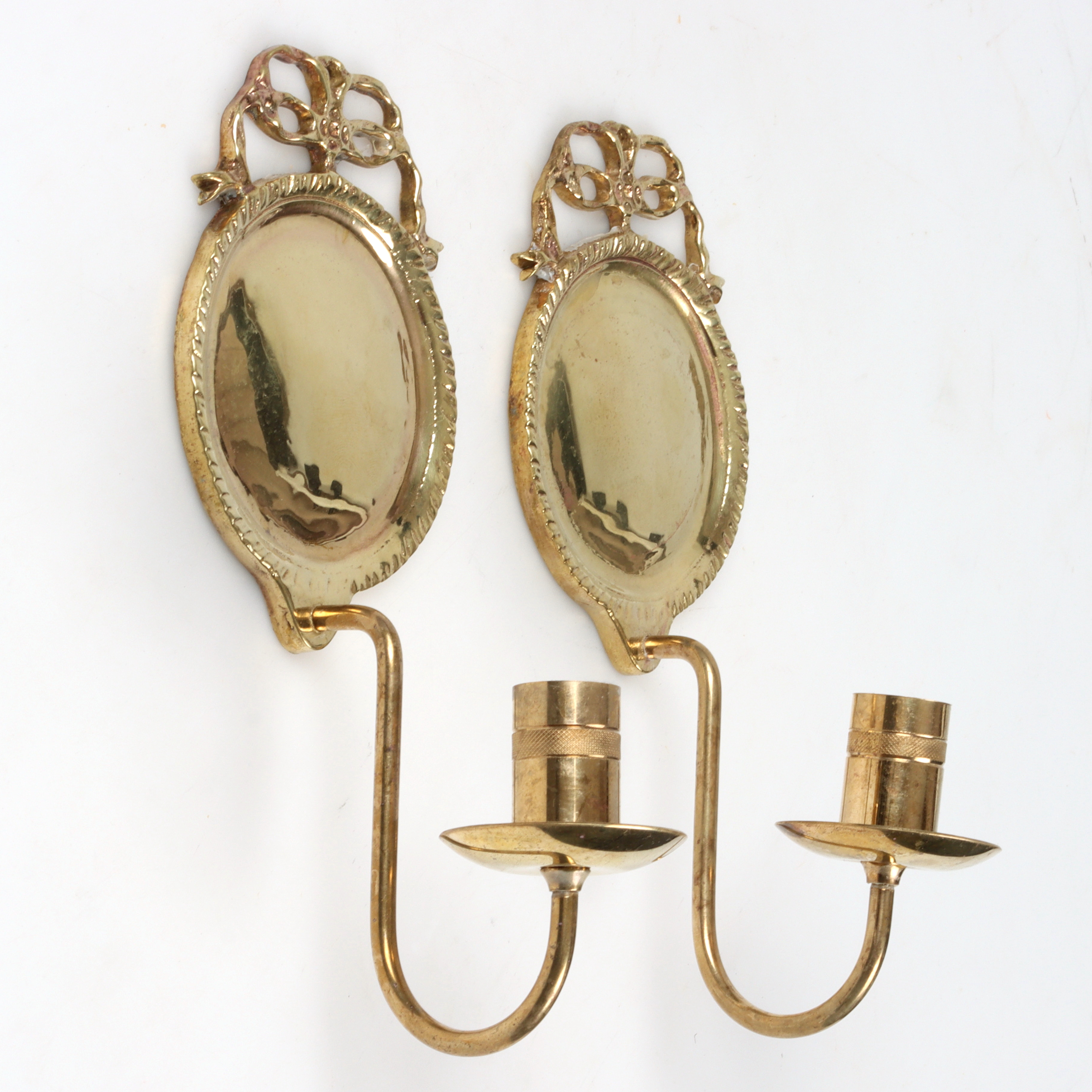 VÄGGLAMPETTER, ett par, mässing, 1900-tal.