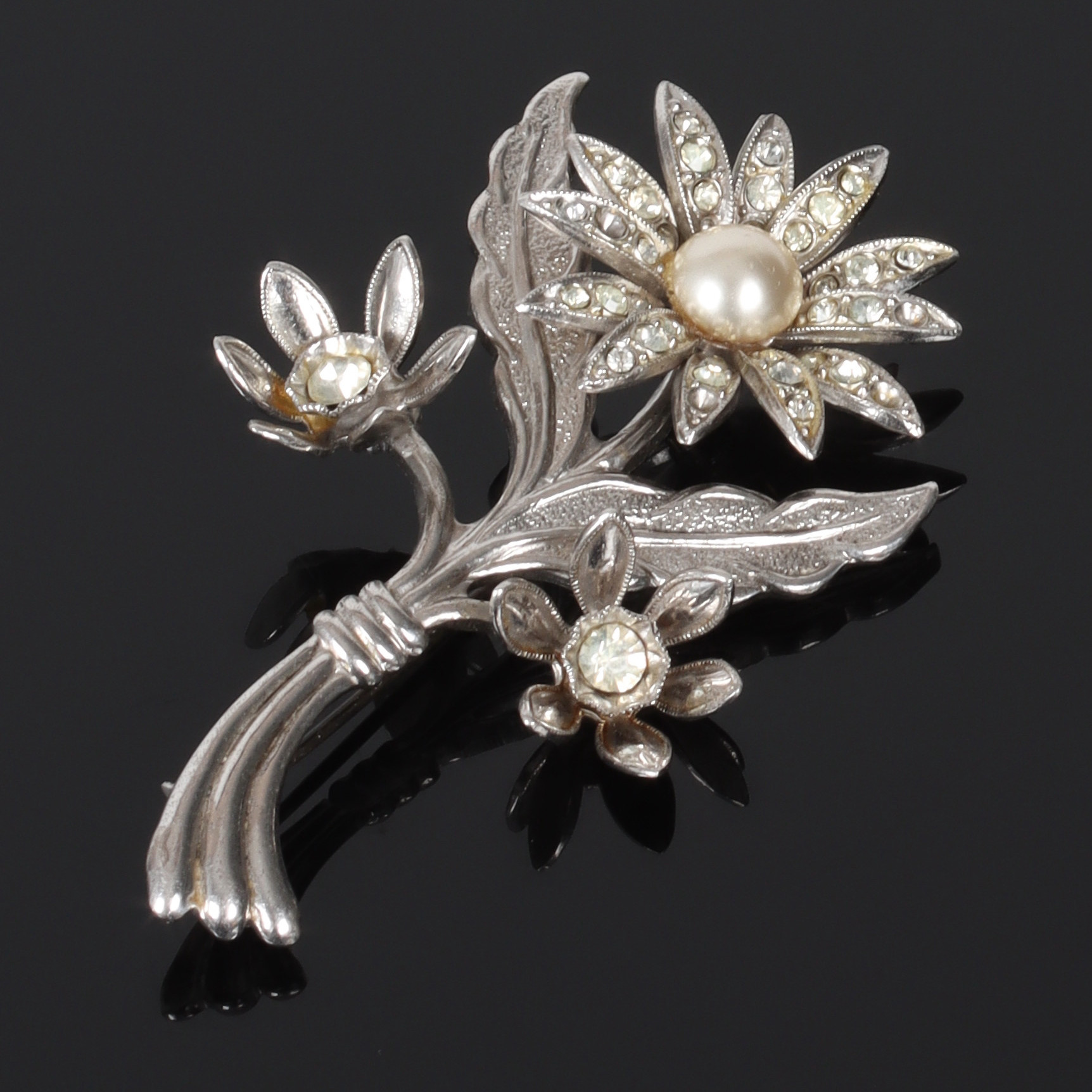 BROSCH, sterlingsilver, stenar, 1900-tal.