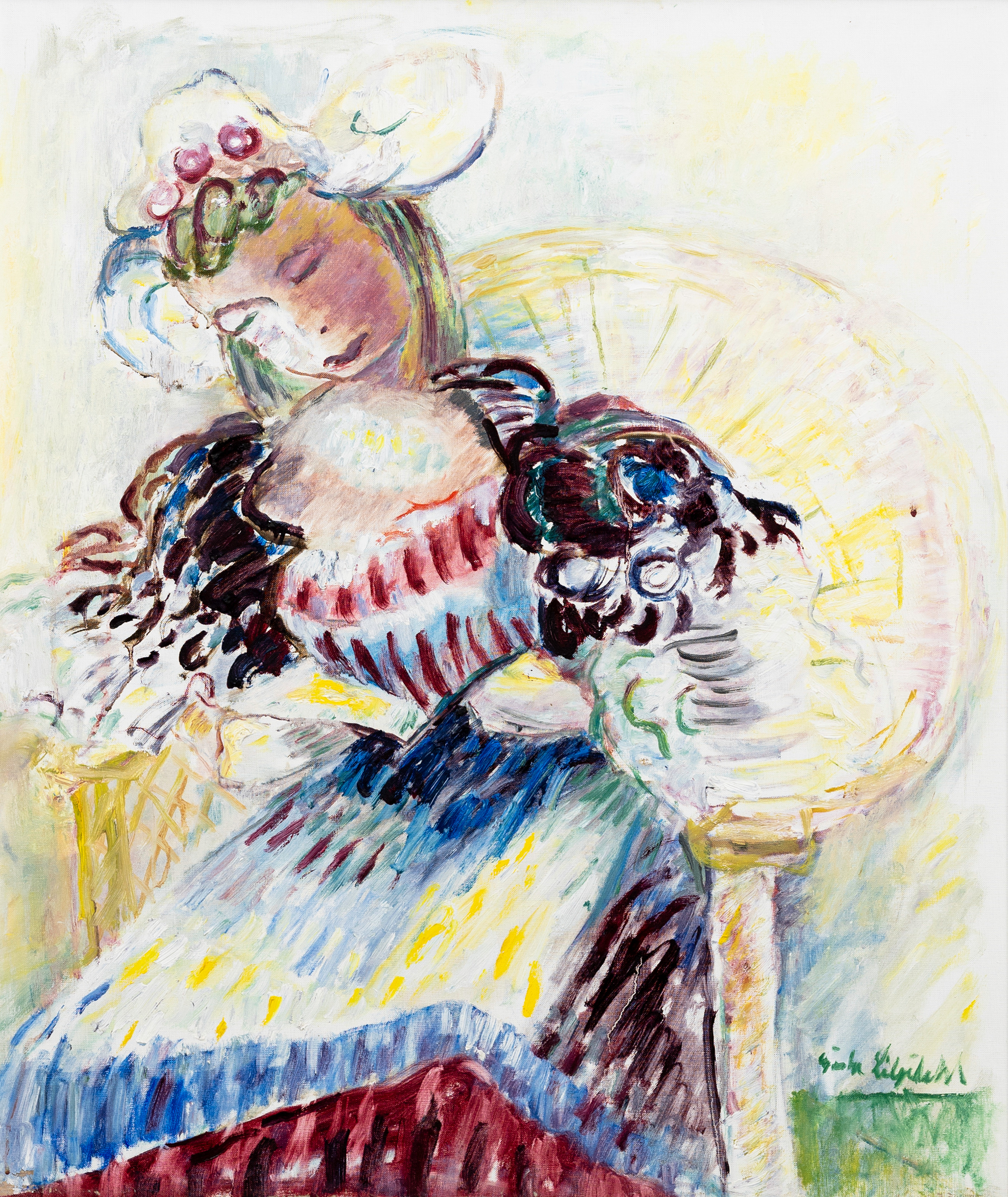GÖSTA LILJEDAHL (1908-93). Kvinna i stol, olja på duk, signerad.